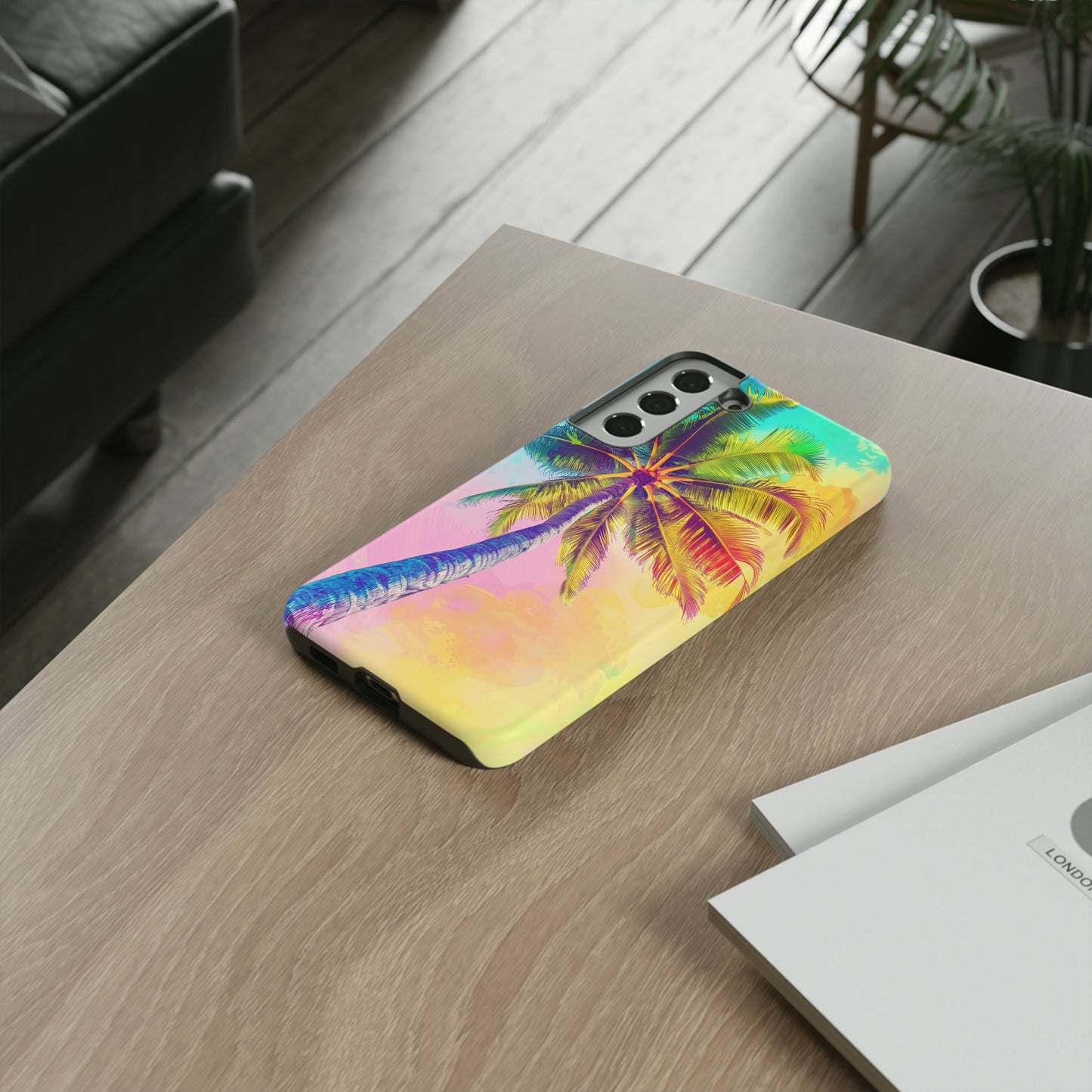 Palm Tree Colorful Hawaiian Tropical Phone Case, 808, Island Tropics, Wireless Compatible, Protective Cell Phone Case iPhone, Samsung, Pixel