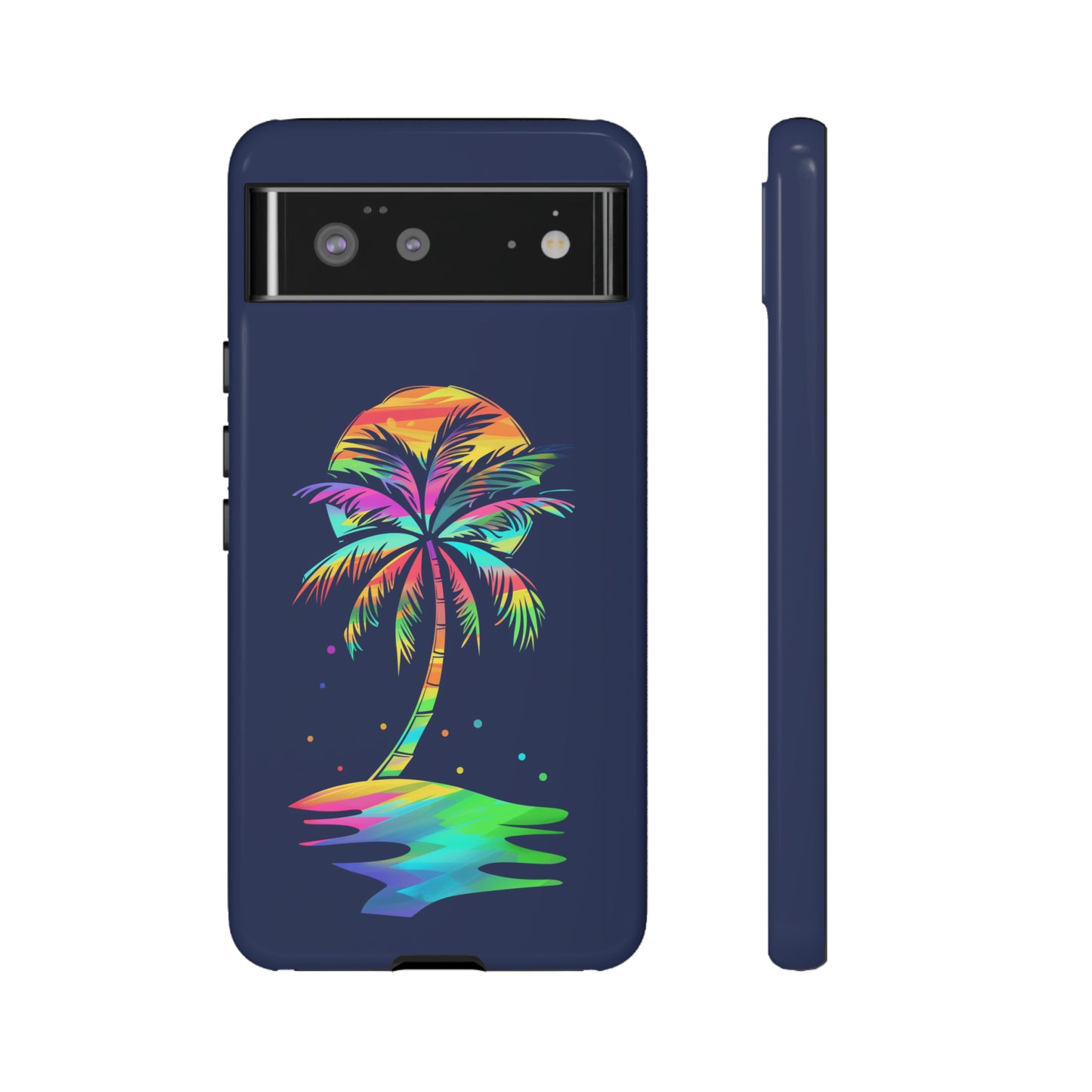 Night Palm Tree Hawaiian Phone Case, Tropical, Hibiscus, Wireless Compatible, Protective Cell Phone Case for iPhone, Samsung, Pixel phones