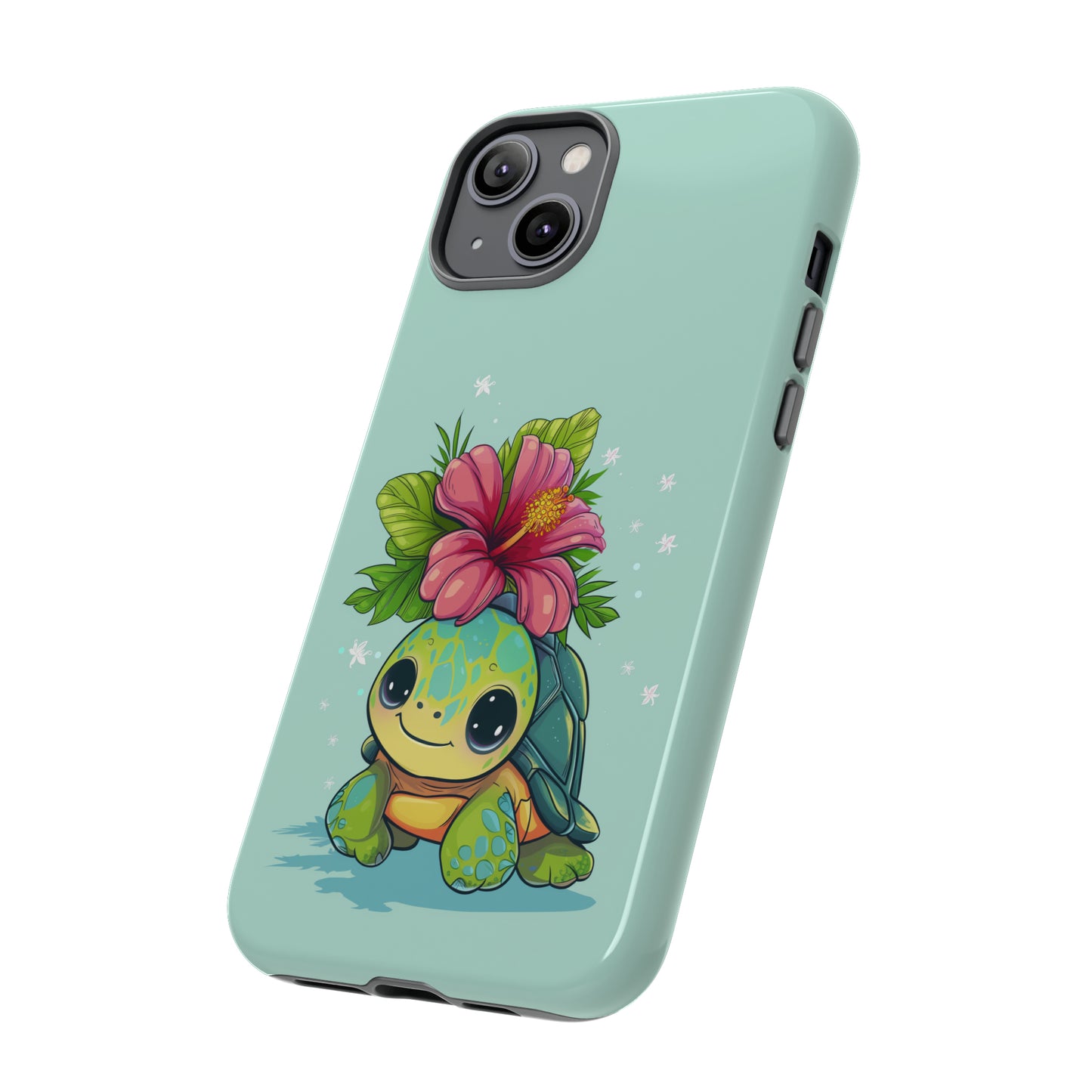 Cute Turtle Hawaiian Phone Case, Tropical, Hibiscus, Wireless Compatible, Protective Cell Phone Case for iPhone, Samsung, Pixel phones