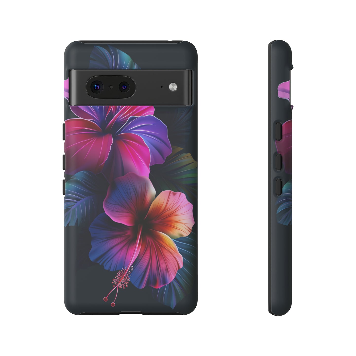 Hibiscus Neon Dark Hawaiian Tropical Phone Case, 808, Island Tropics, Wireless Compatible, Protective Cell Phone Case iPhone, Samsung, Pixel