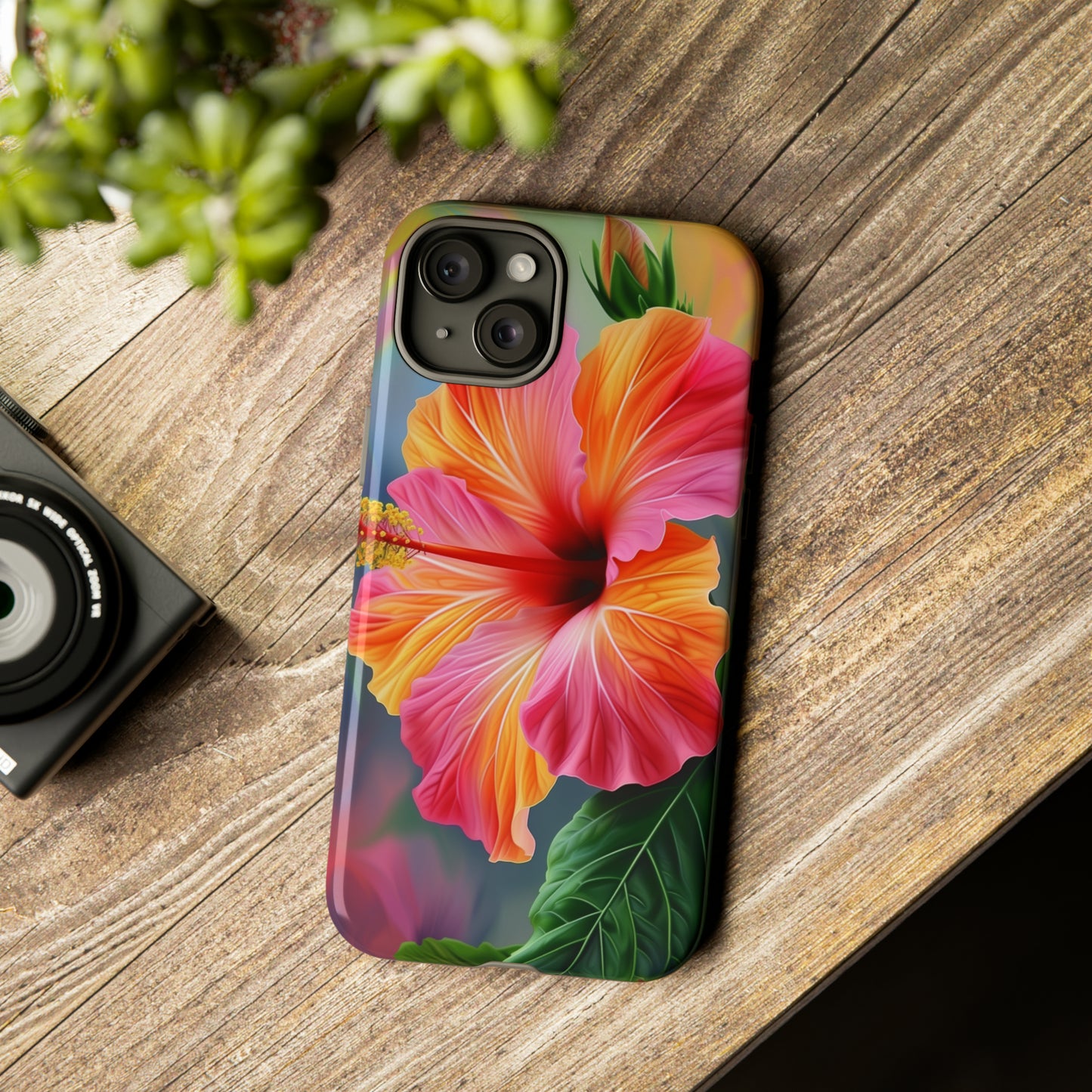 Hibiscus Flower Hawaiian Phone Case, Tropical, Wireless Compatible, Protective Cell Phone Case for iPhone, Samsung, Pixel phones