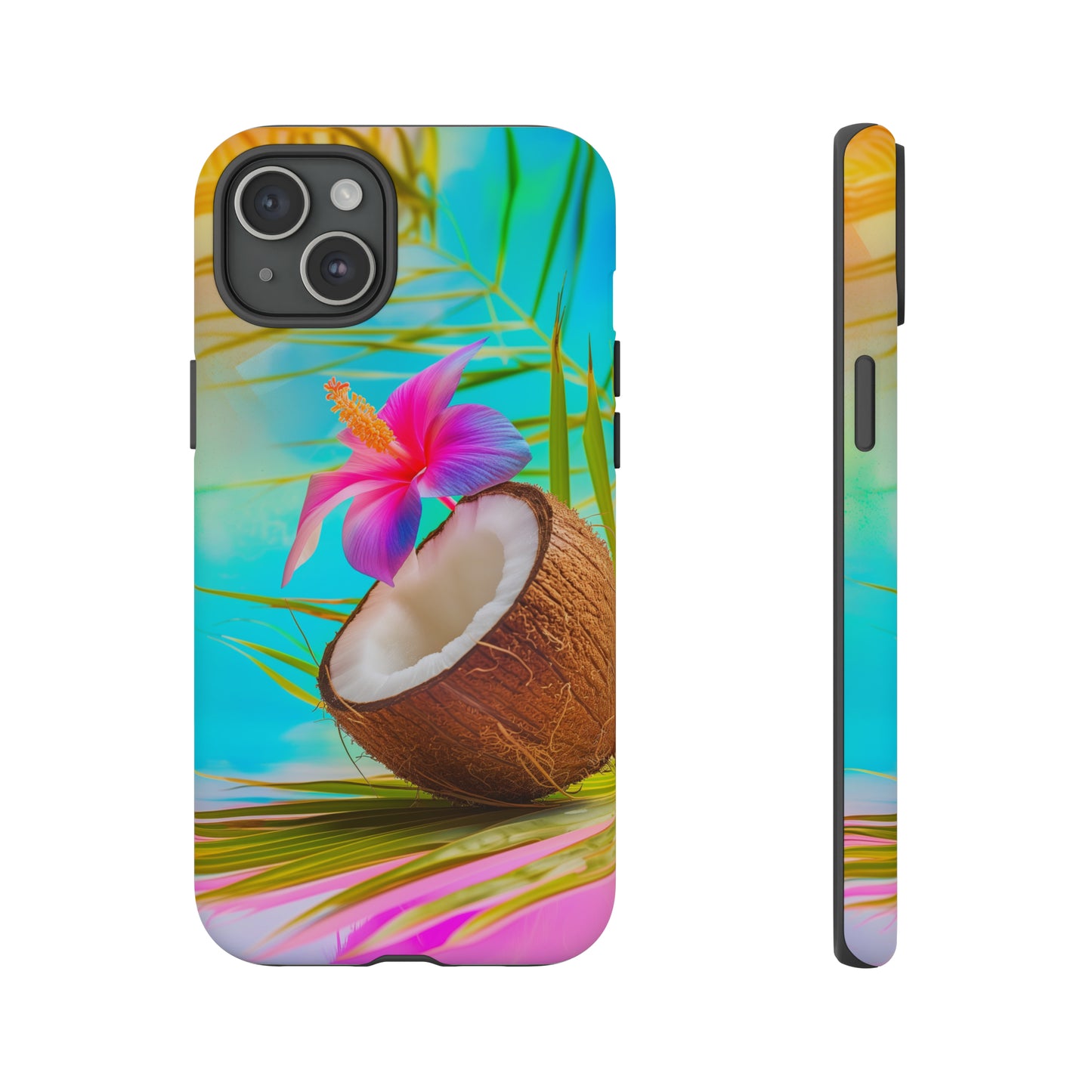 Coconut Colorful Hawaiian Tropical Phone Case, 808, Island Tropics, Wireless Compatible, Protective Cell Phone Case iPhone, Samsung, Pixel