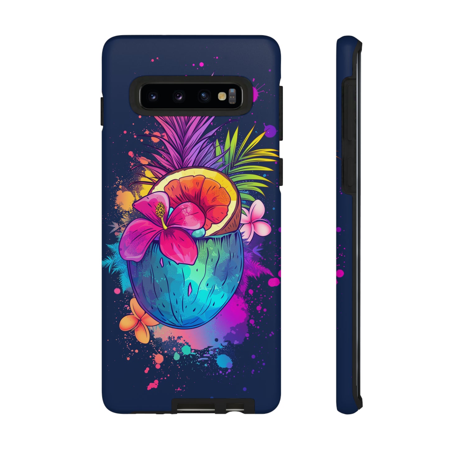 Coconut Dark Colorful Hawaiian Tropical Phone Case, Island Tropics, Wireless Compatible, Protective Cell Phone Case iPhone, Samsung, Pixel