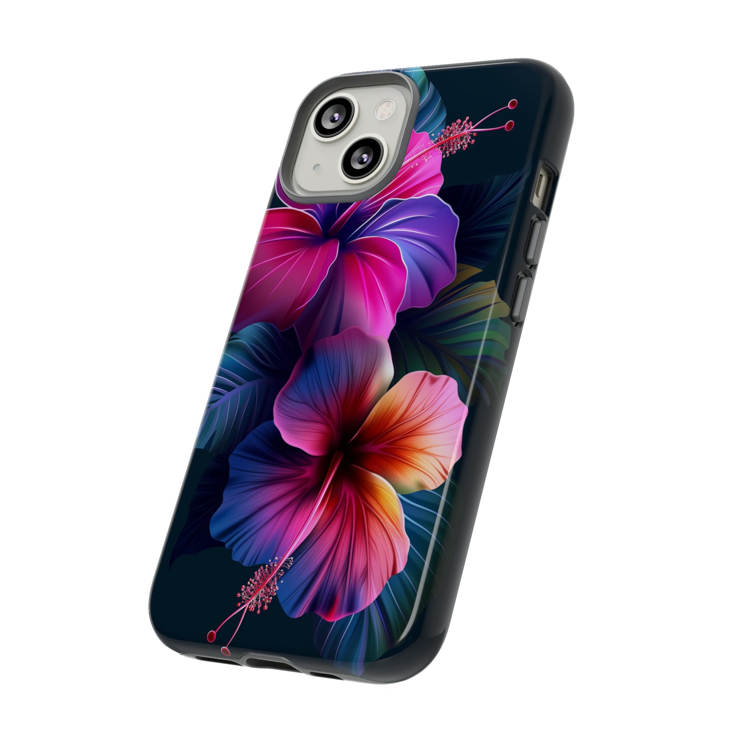 Hibiscus Neon Dark Hawaiian Tropical Phone Case, 808, Island Tropics, Wireless Compatible, Protective Cell Phone Case iPhone, Samsung, Pixel