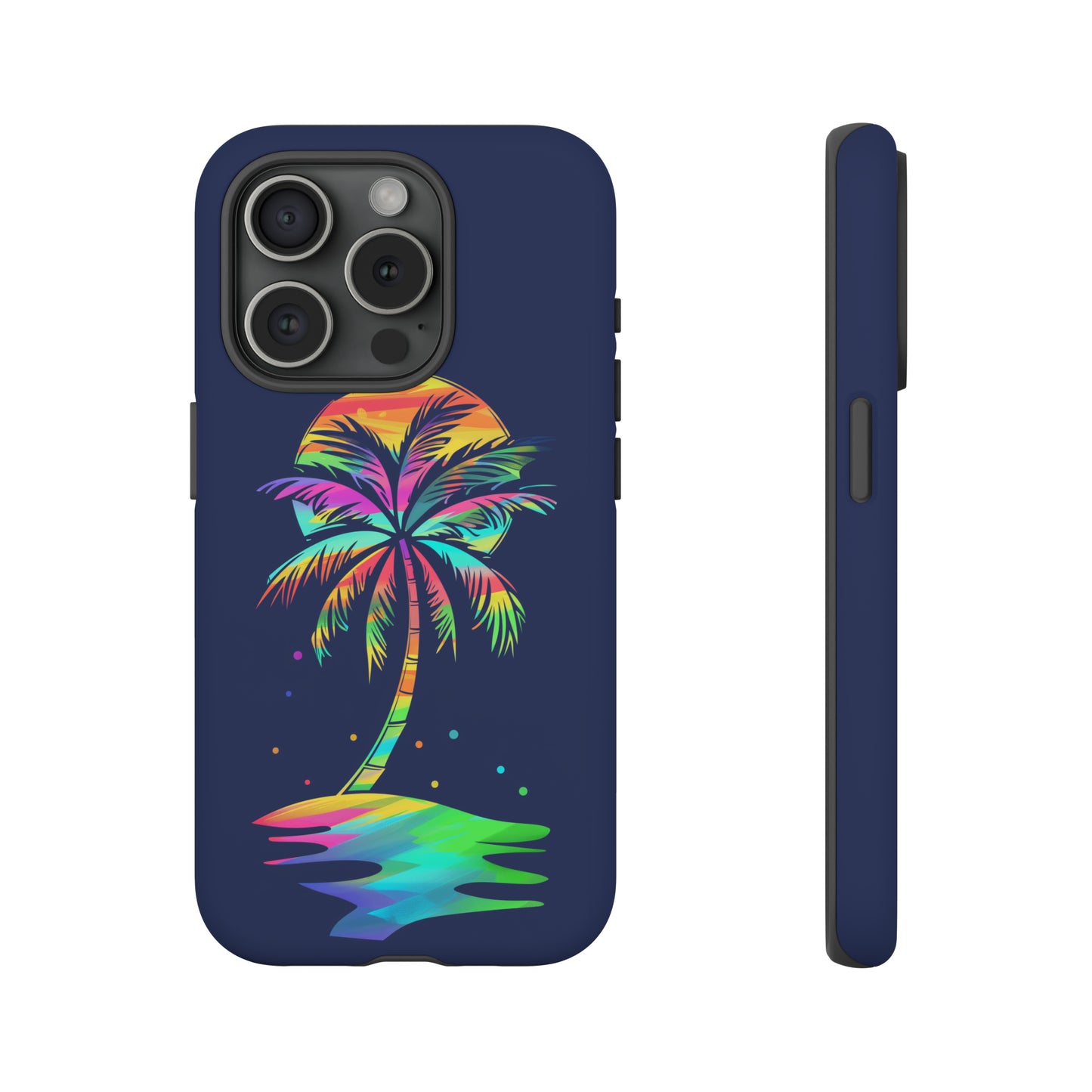 Night Palm Tree Hawaiian Phone Case, Tropical, Hibiscus, Wireless Compatible, Protective Cell Phone Case for iPhone, Samsung, Pixel phones