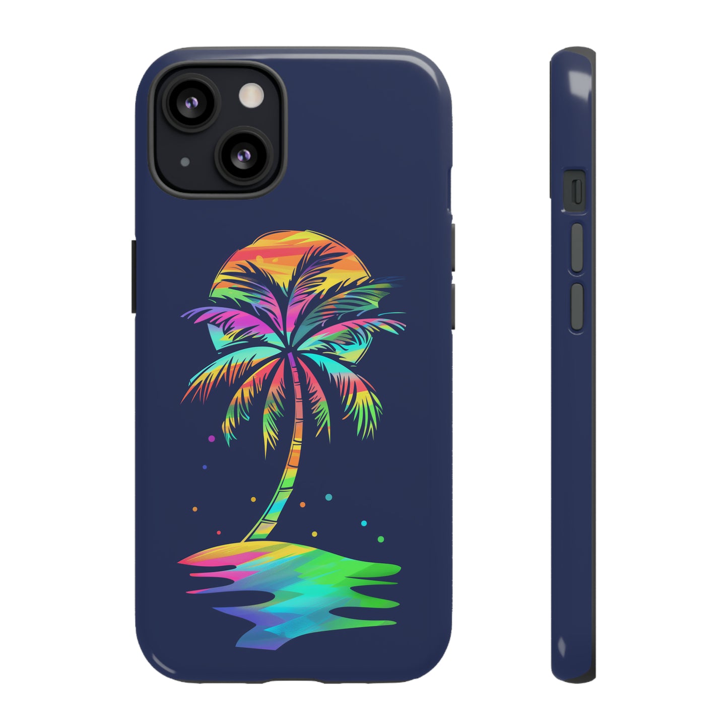 Night Palm Tree Hawaiian Phone Case, Tropical, Hibiscus, Wireless Compatible, Protective Cell Phone Case for iPhone, Samsung, Pixel phones