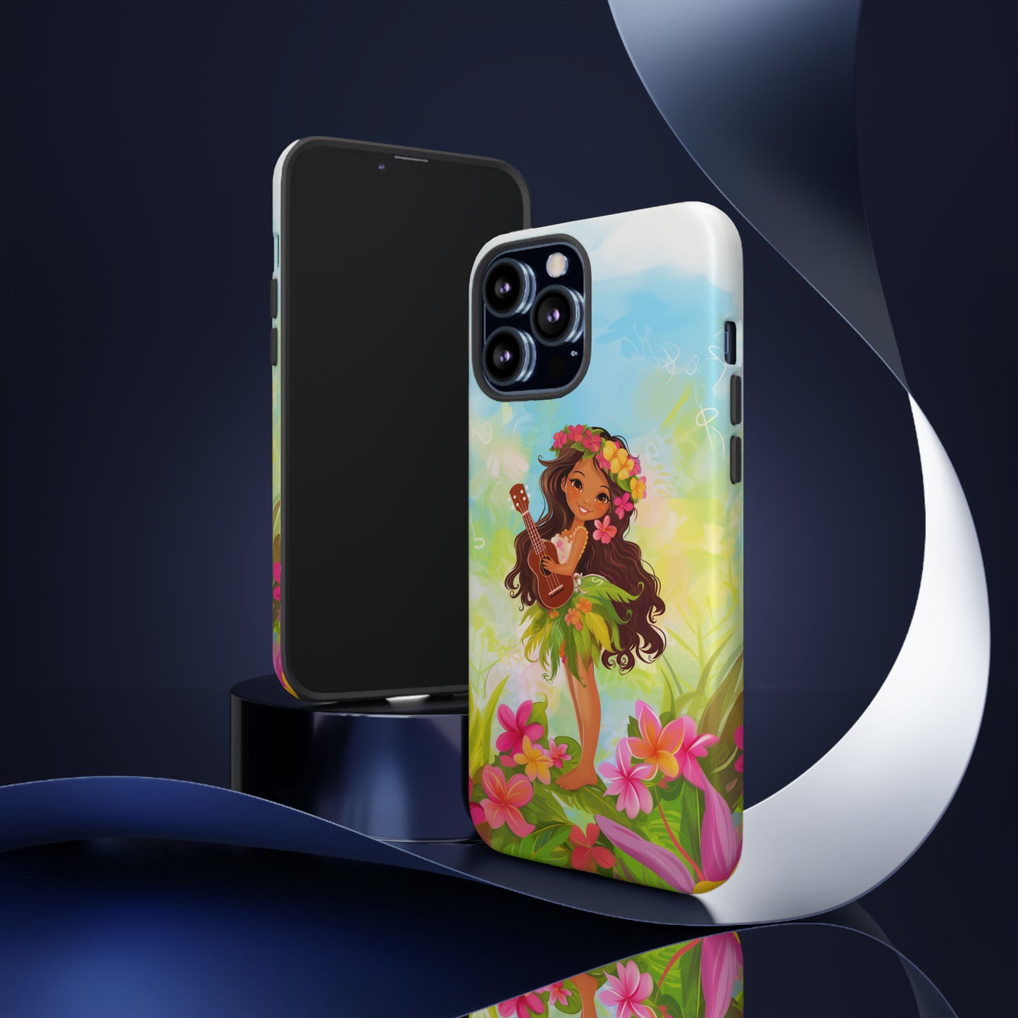 Cute Hula Girl Hawaiian Phone Case, Tropical, Hibiscus, Wireless Compatible, Protective Cell Phone Case for iPhone, Samsung, Pixel phones