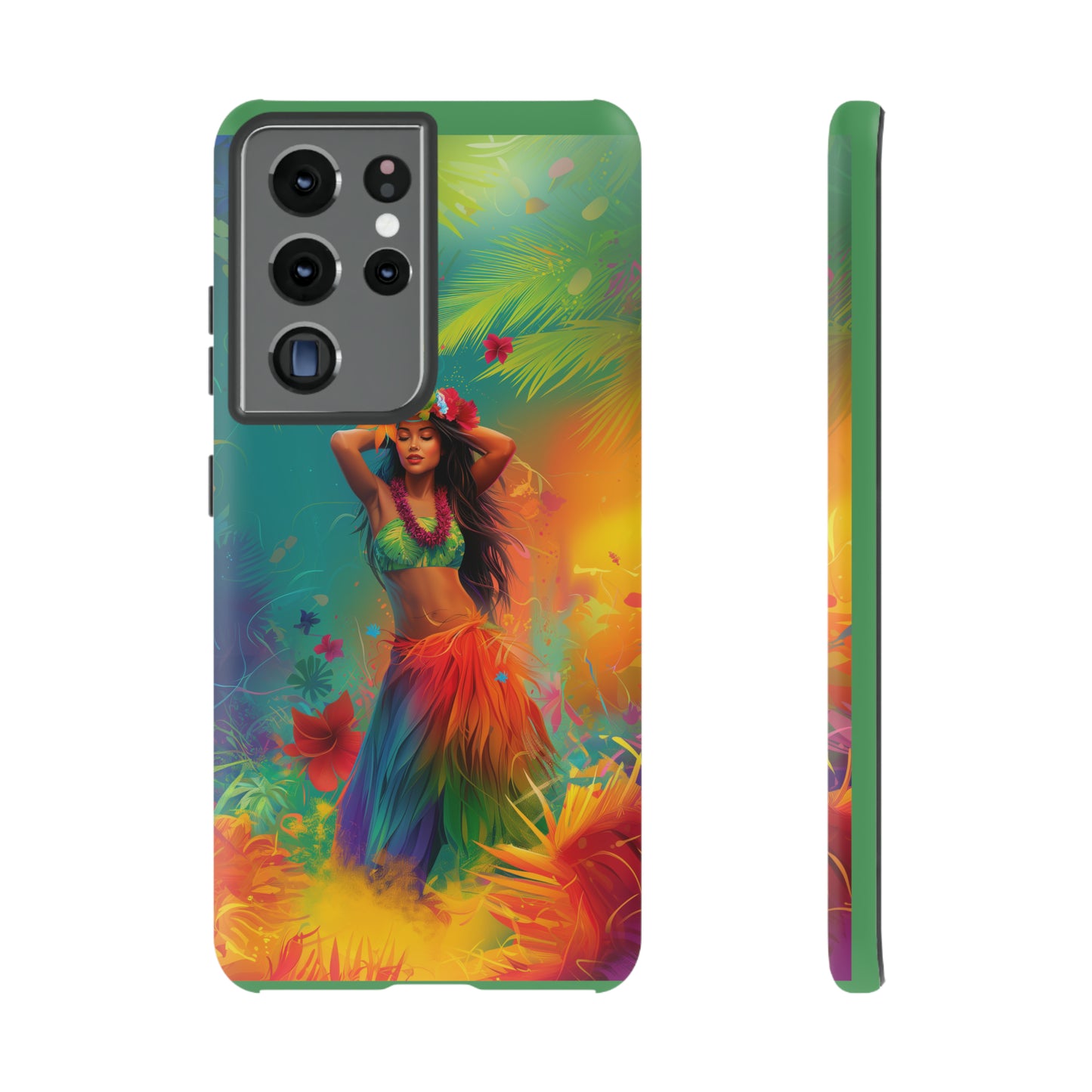 Hula Girl Hawaiian Phone Case, Tropical, Hibiscus, Wireless Compatible, Protective Cell Phone Case for iPhone, Samsung, Pixel phones
