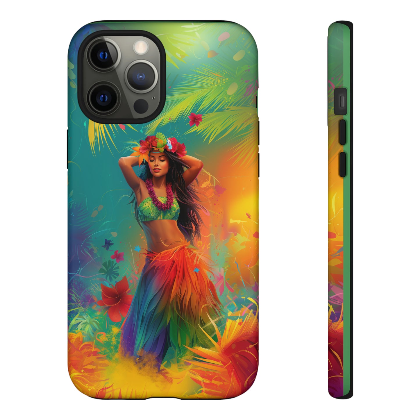 Hula Girl Hawaiian Phone Case, Tropical, Hibiscus, Wireless Compatible, Protective Cell Phone Case for iPhone, Samsung, Pixel phones