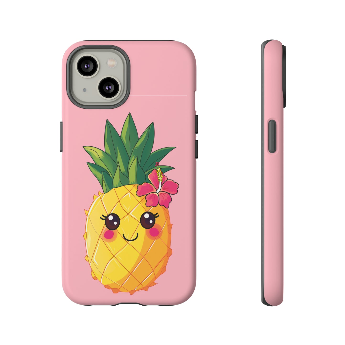 Cute Pineapple Hawaiian Phone Case, Tropical, Hibiscus, Wireless Compatible, Protective Cell Phone Case for iPhone, Samsung, Pixel phones