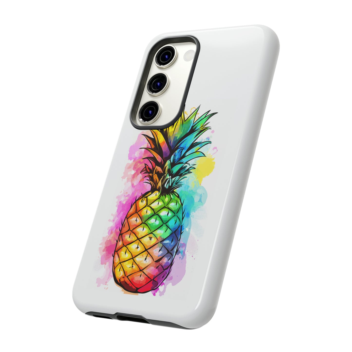 Color Splash Pineapple Hawaiian Phone Case, Tropical, Hibiscus, Wireless Compatible, Protective Cell Phone Case for iPhone, Samsung, Pixel