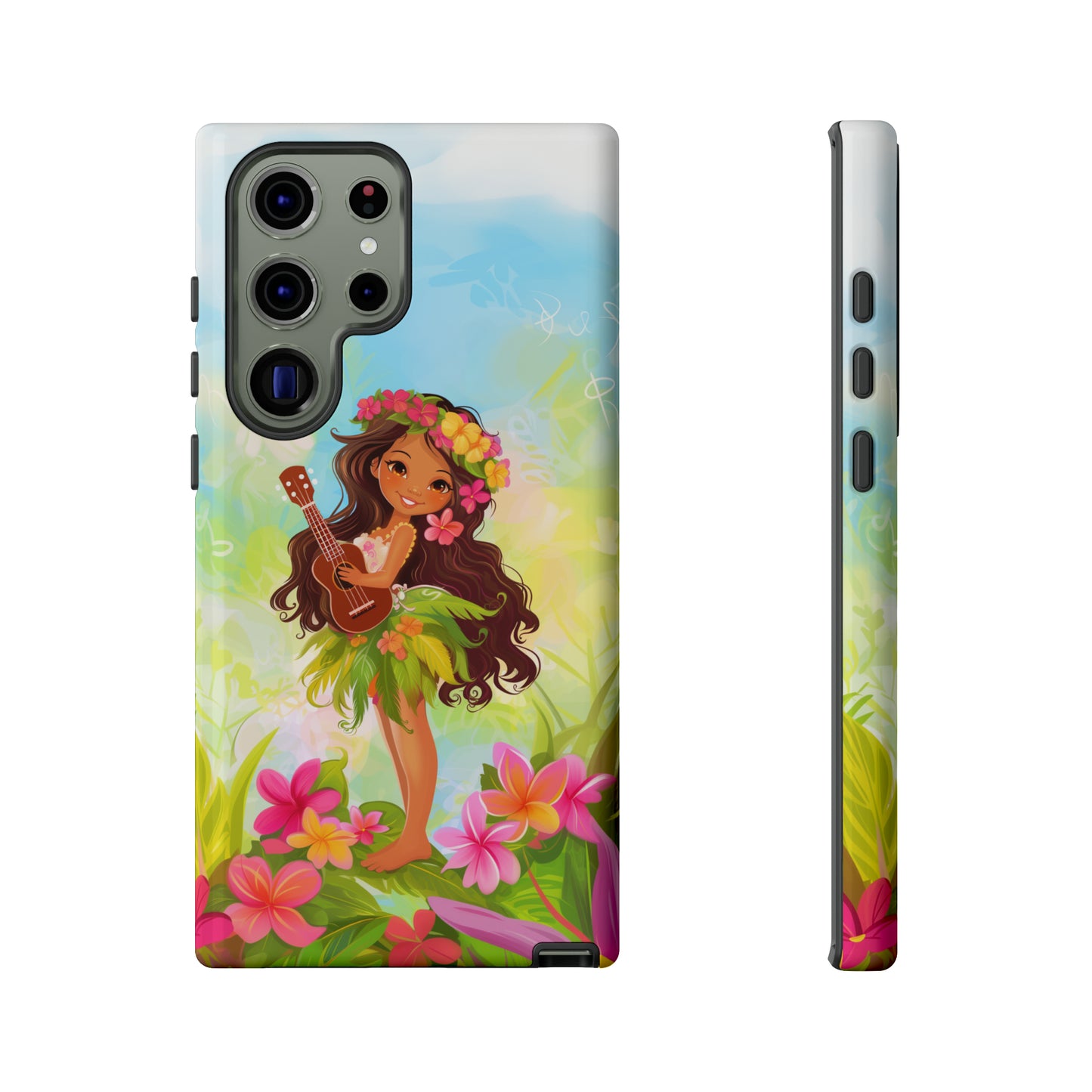 Cute Hula Girl Hawaiian Phone Case, Tropical, Hibiscus, Wireless Compatible, Protective Cell Phone Case for iPhone, Samsung, Pixel phones