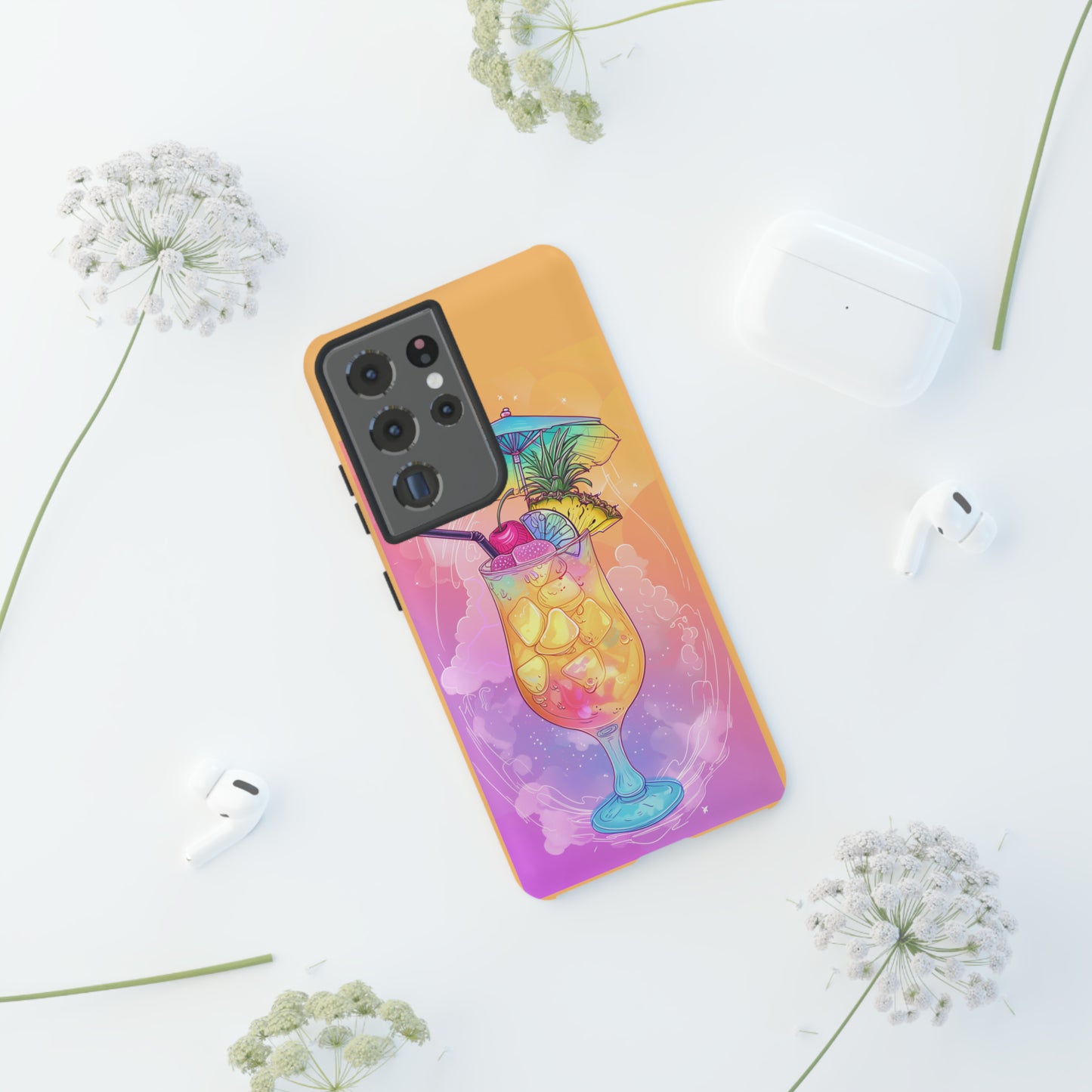 Pina Colada Cocktail Hawaiian Tropical Phone Case, Island Tropics, Wireless Compatible, Protective Cell Phone Case iPhone, Samsung, Pixel