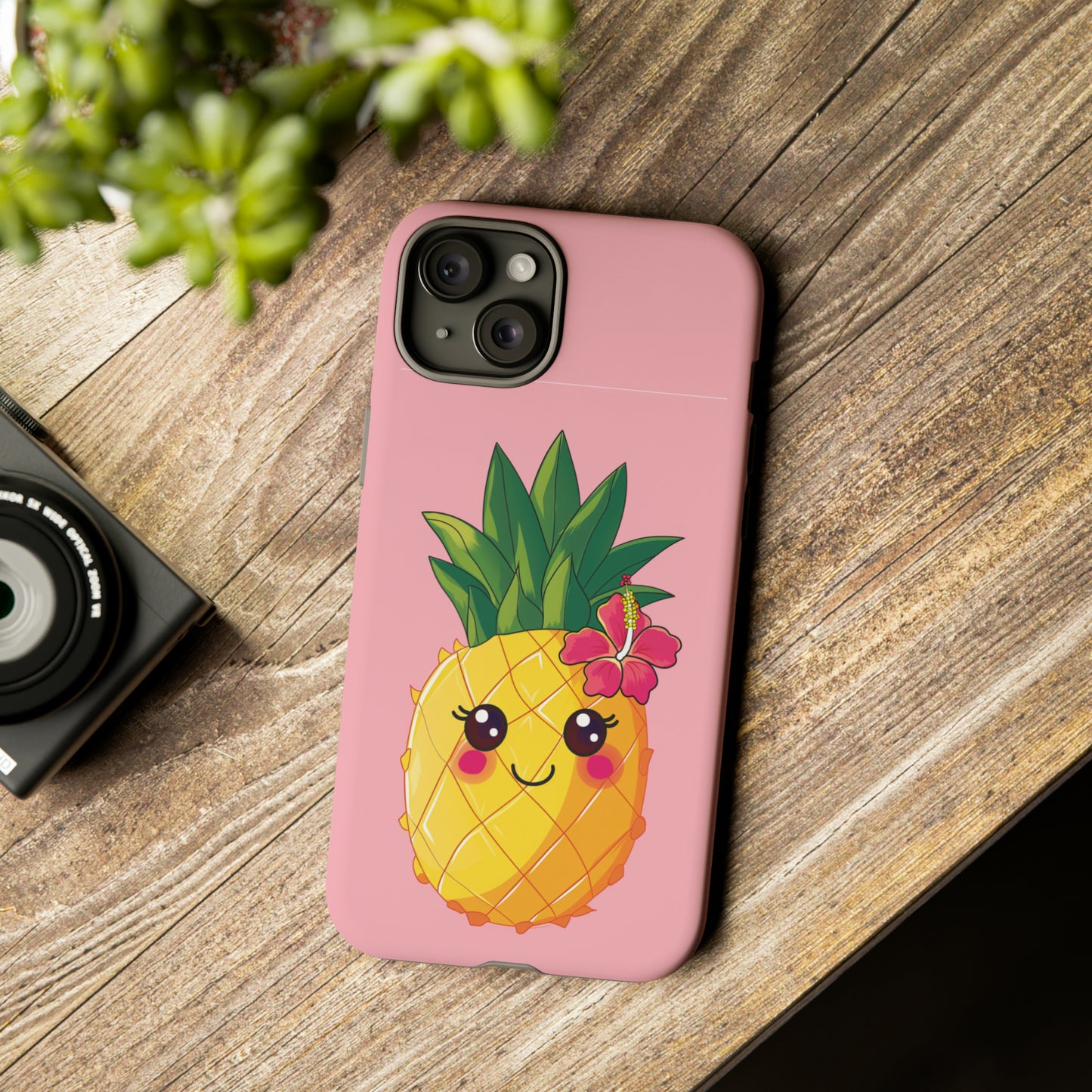 Cute Pineapple Hawaiian Phone Case, Tropical, Hibiscus, Wireless Compatible, Protective Cell Phone Case for iPhone, Samsung, Pixel phones