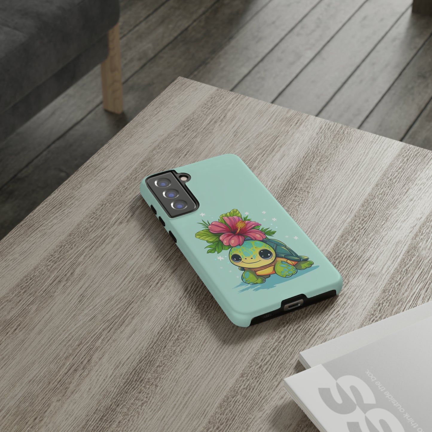 Cute Turtle Hawaiian Phone Case, Tropical, Hibiscus, Wireless Compatible, Protective Cell Phone Case for iPhone, Samsung, Pixel phones