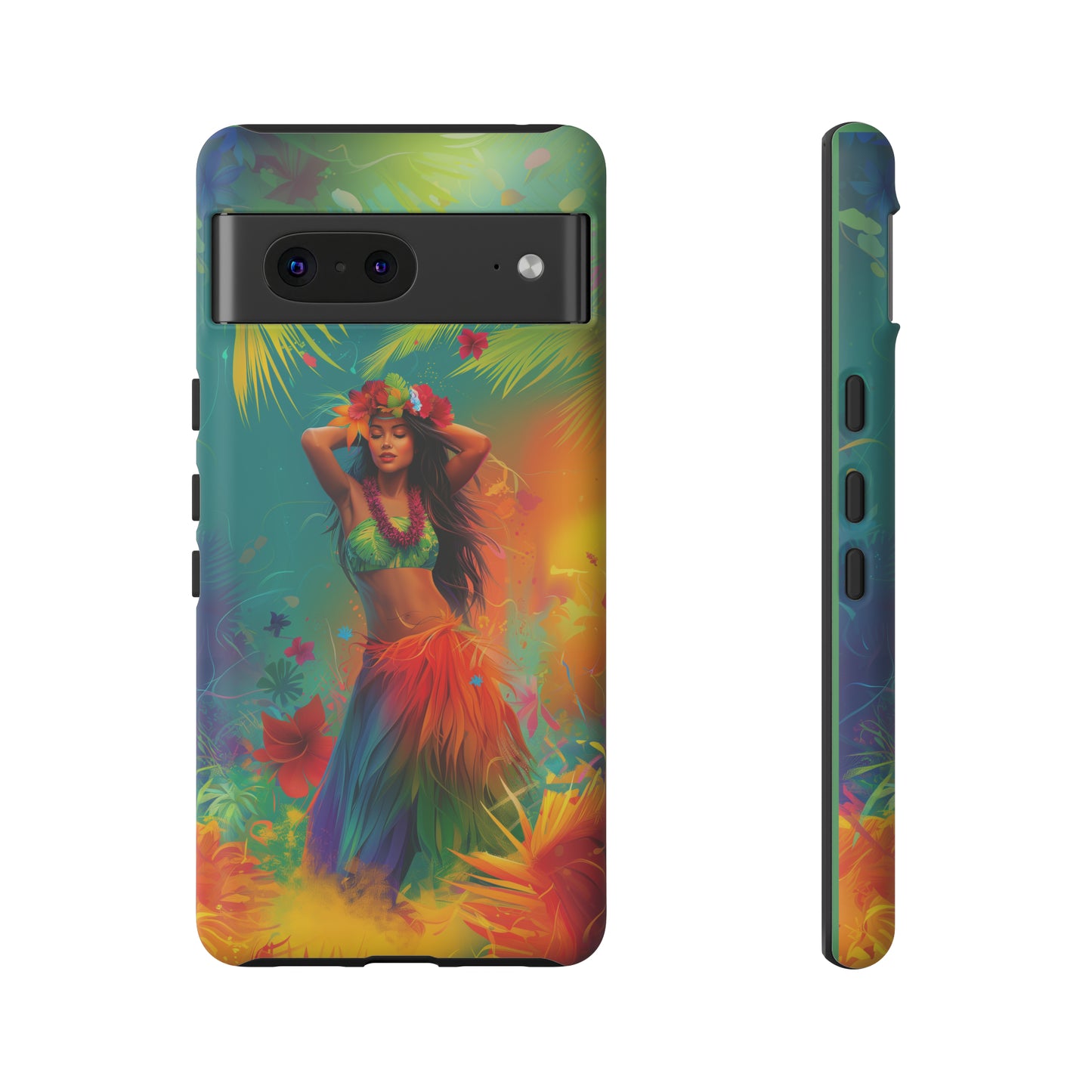 Hula Girl Hawaiian Phone Case, Tropical, Hibiscus, Wireless Compatible, Protective Cell Phone Case for iPhone, Samsung, Pixel phones