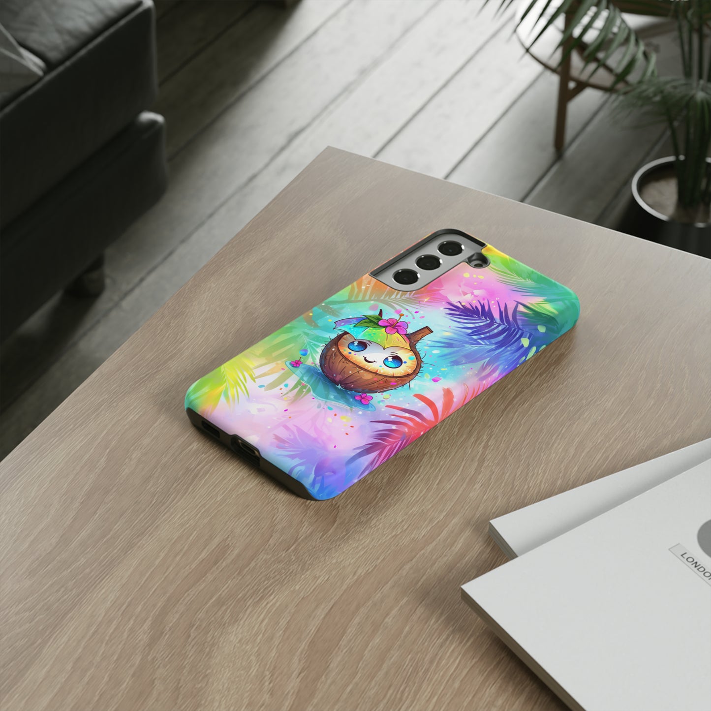 Cute Anime Coconut Hawaiian Tropical Phone Case, 808, Island Tropics, Wireless Compatible, Protective Cell Phone Case iPhone, Samsung, Pixel