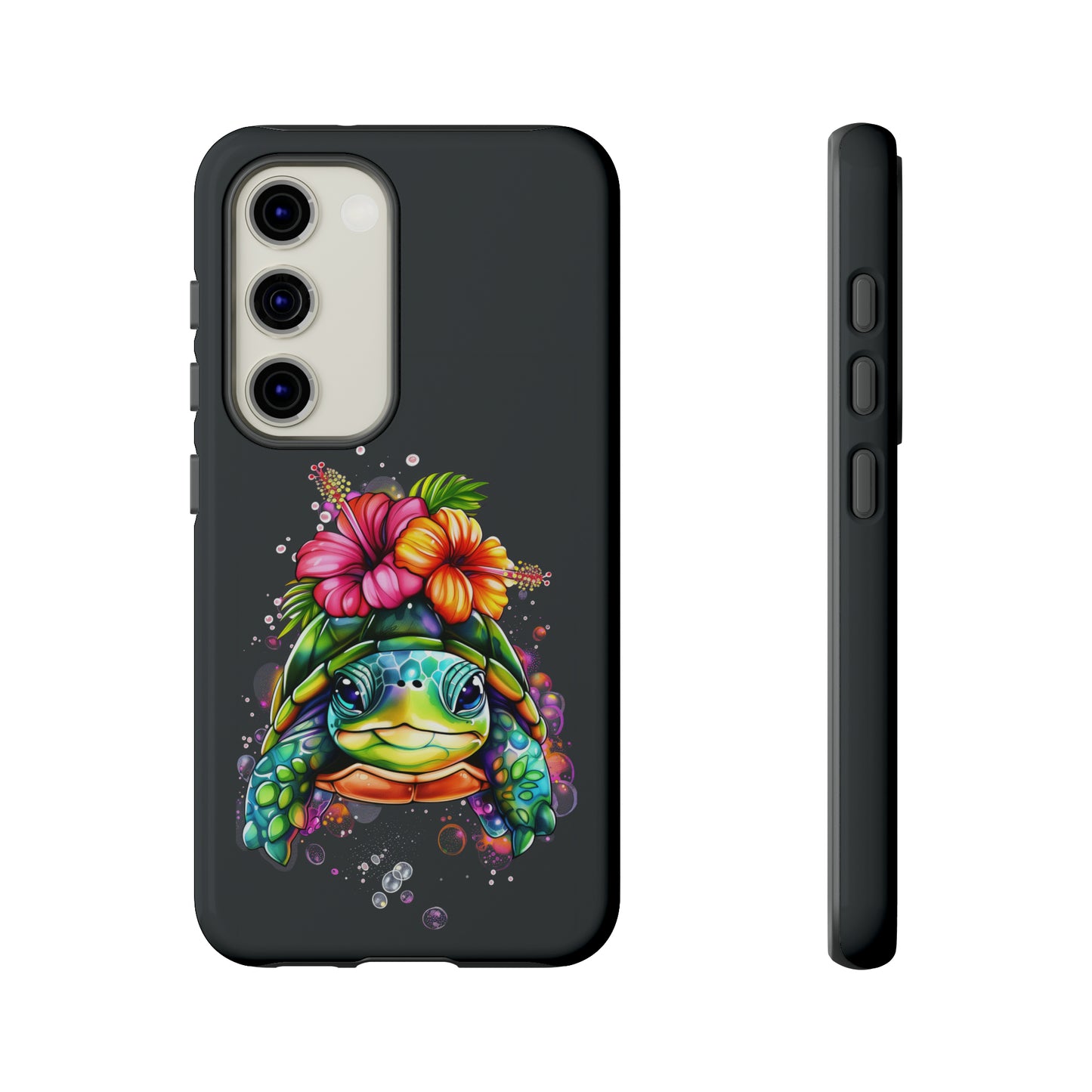 Color Splash Turtle Hawaiian Phone Case, Tropical, Hibiscus, Wireless Compatible, Protective Cell Phone Case for iPhone, Samsung, Pixel