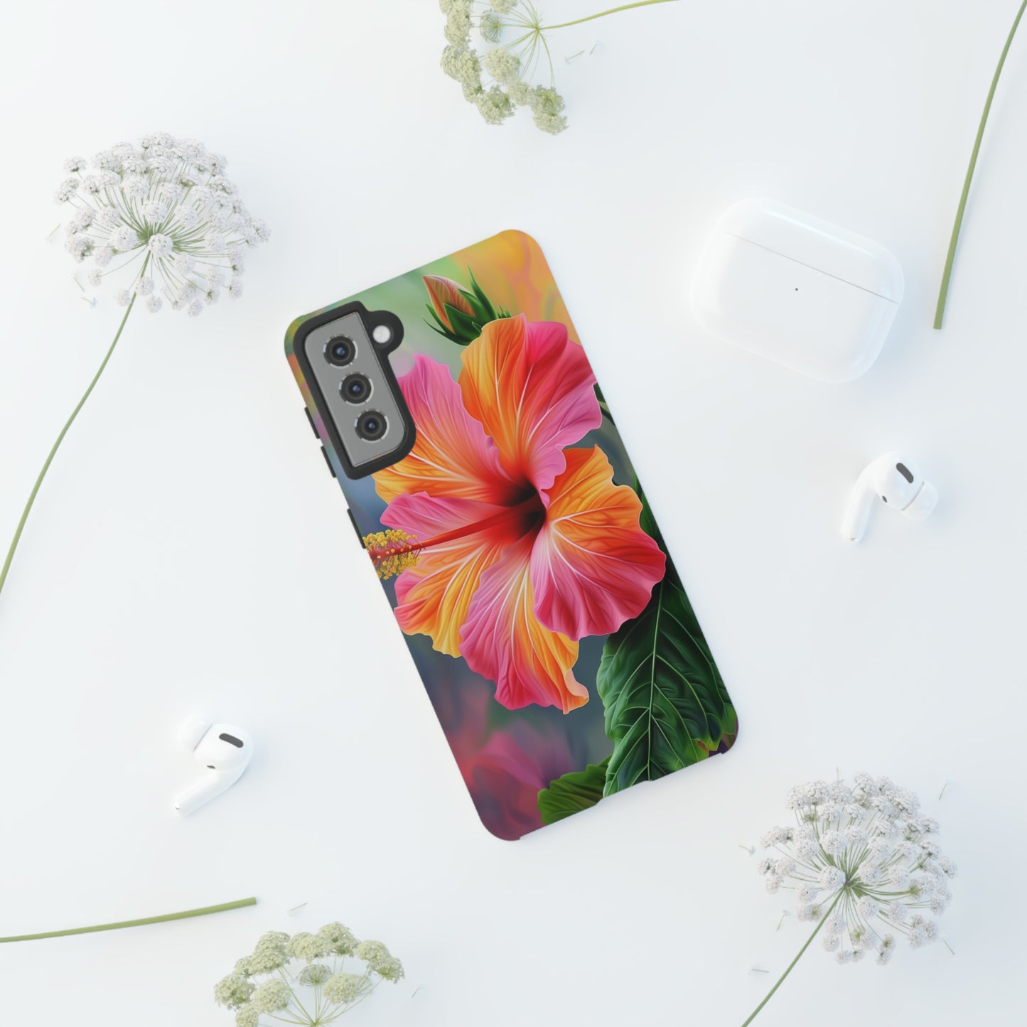 Hibiscus Flower Hawaiian Phone Case, Tropical, Wireless Compatible, Protective Cell Phone Case for iPhone, Samsung, Pixel phones