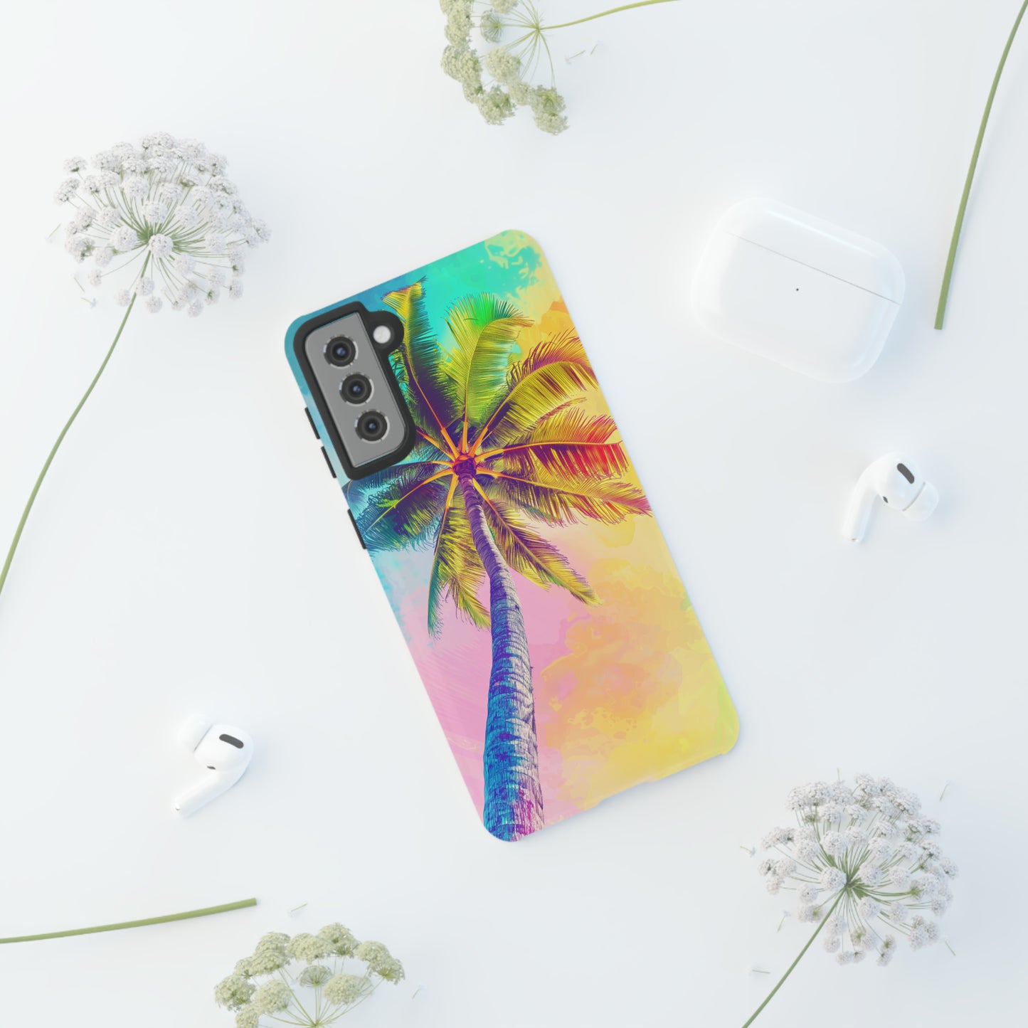 Palm Tree Colorful Hawaiian Tropical Phone Case, 808, Island Tropics, Wireless Compatible, Protective Cell Phone Case iPhone, Samsung, Pixel