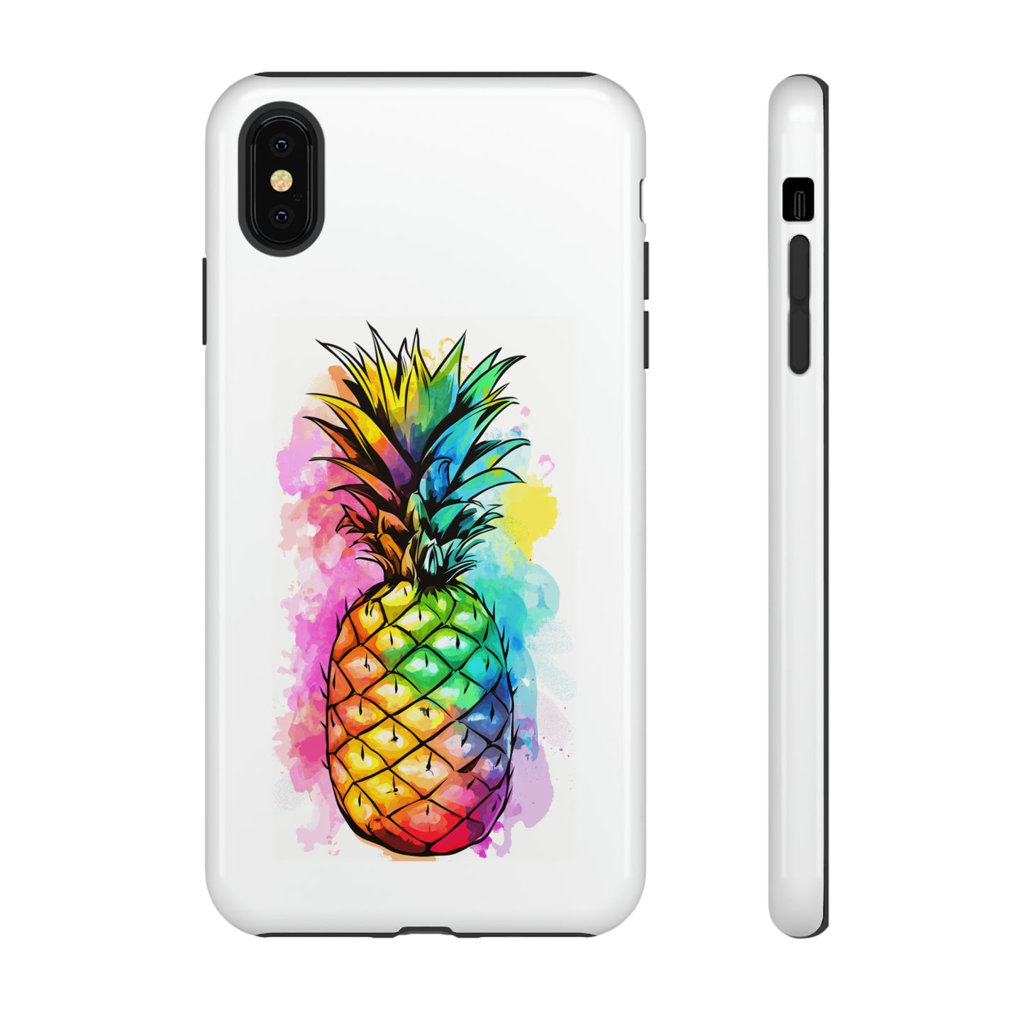Color Splash Pineapple Hawaiian Phone Case, Tropical, Hibiscus, Wireless Compatible, Protective Cell Phone Case for iPhone, Samsung, Pixel