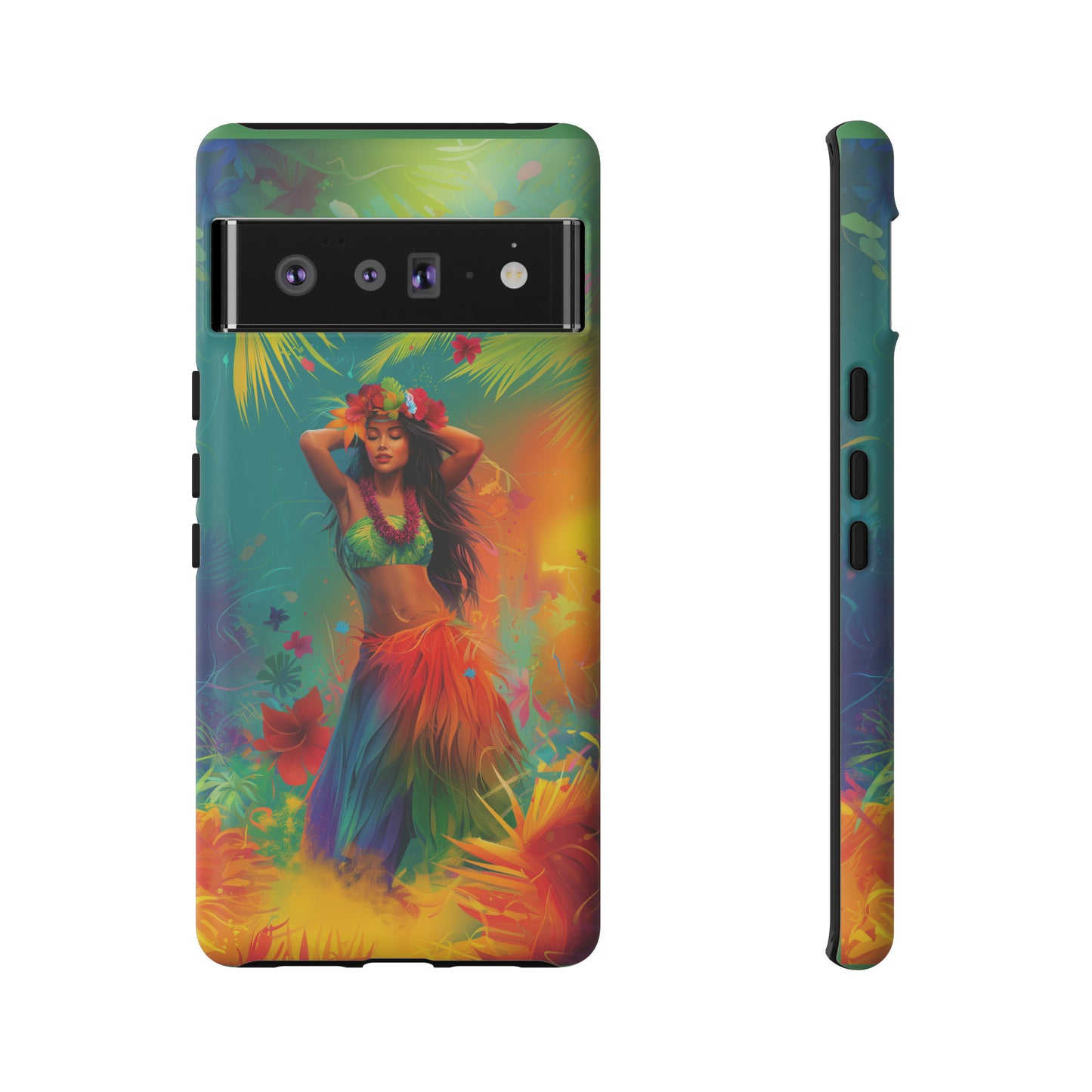 Hula Girl Hawaiian Phone Case, Tropical, Hibiscus, Wireless Compatible, Protective Cell Phone Case for iPhone, Samsung, Pixel phones