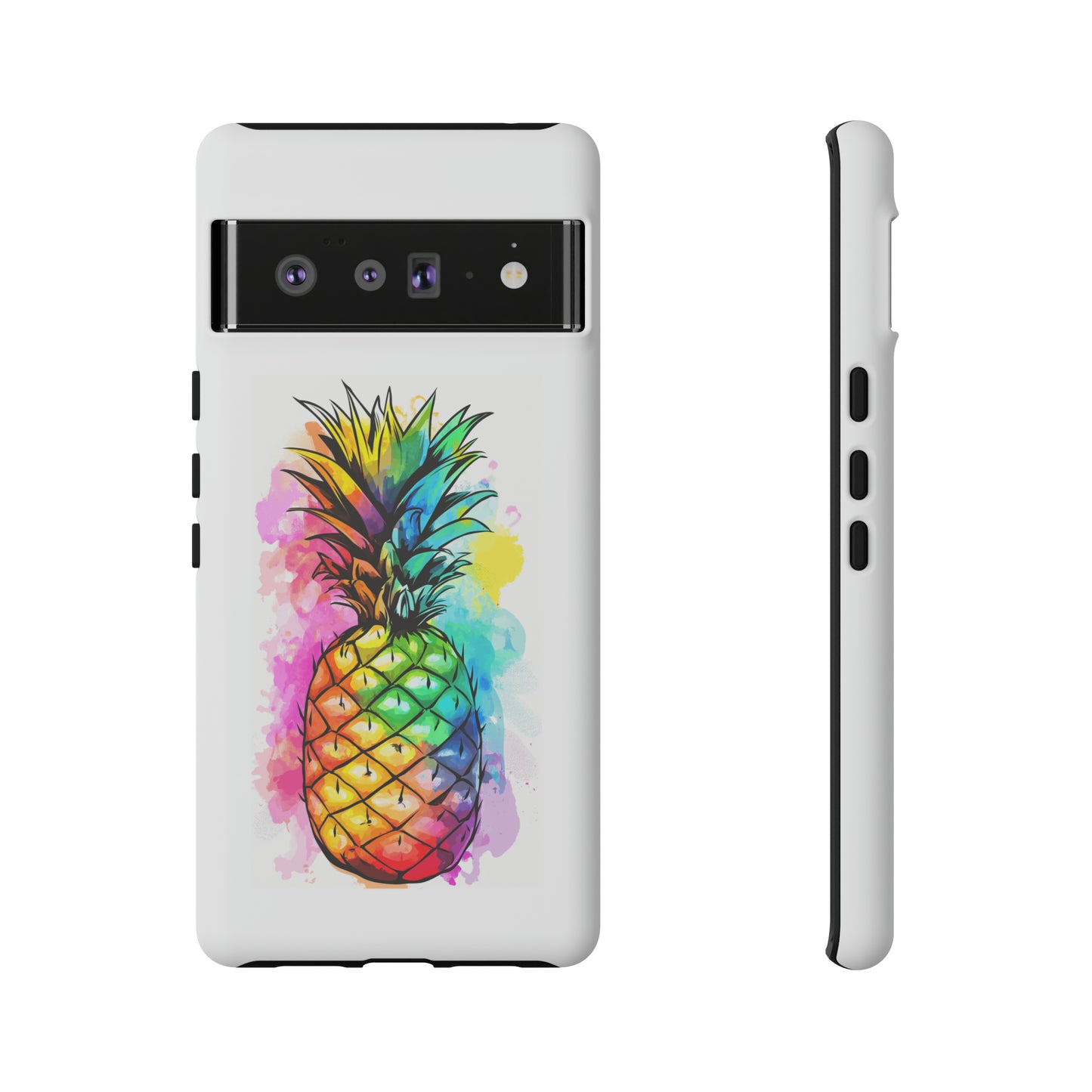 Color Splash Pineapple Hawaiian Phone Case, Tropical, Hibiscus, Wireless Compatible, Protective Cell Phone Case for iPhone, Samsung, Pixel