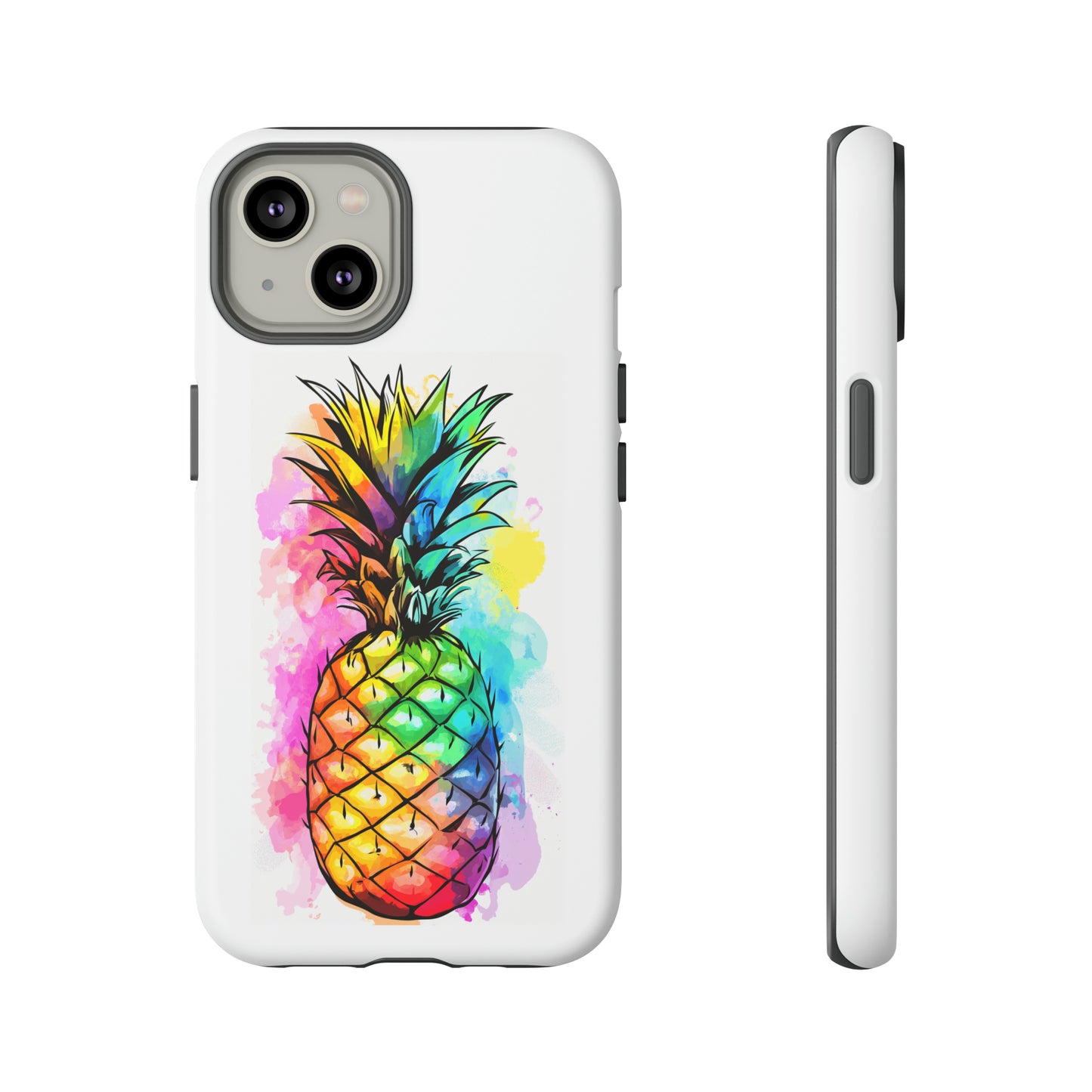 Color Splash Pineapple Hawaiian Phone Case, Tropical, Hibiscus, Wireless Compatible, Protective Cell Phone Case for iPhone, Samsung, Pixel