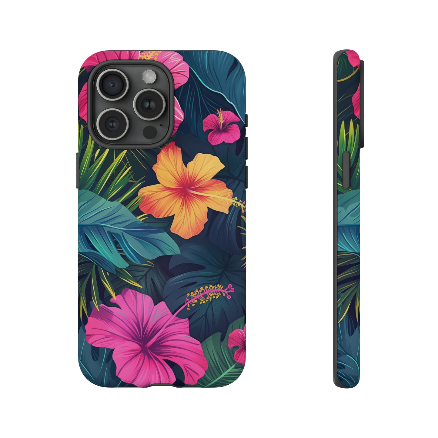 Hibiscus Dark Hawaiian Tropical Phone Case, 808, Island Tropics, Wireless Compatible, Protective Cell Phone Case iPhone, Samsung, Pixel