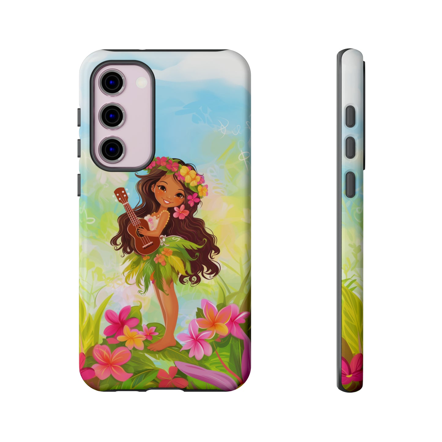 Cute Hula Girl Hawaiian Phone Case, Tropical, Hibiscus, Wireless Compatible, Protective Cell Phone Case for iPhone, Samsung, Pixel phones