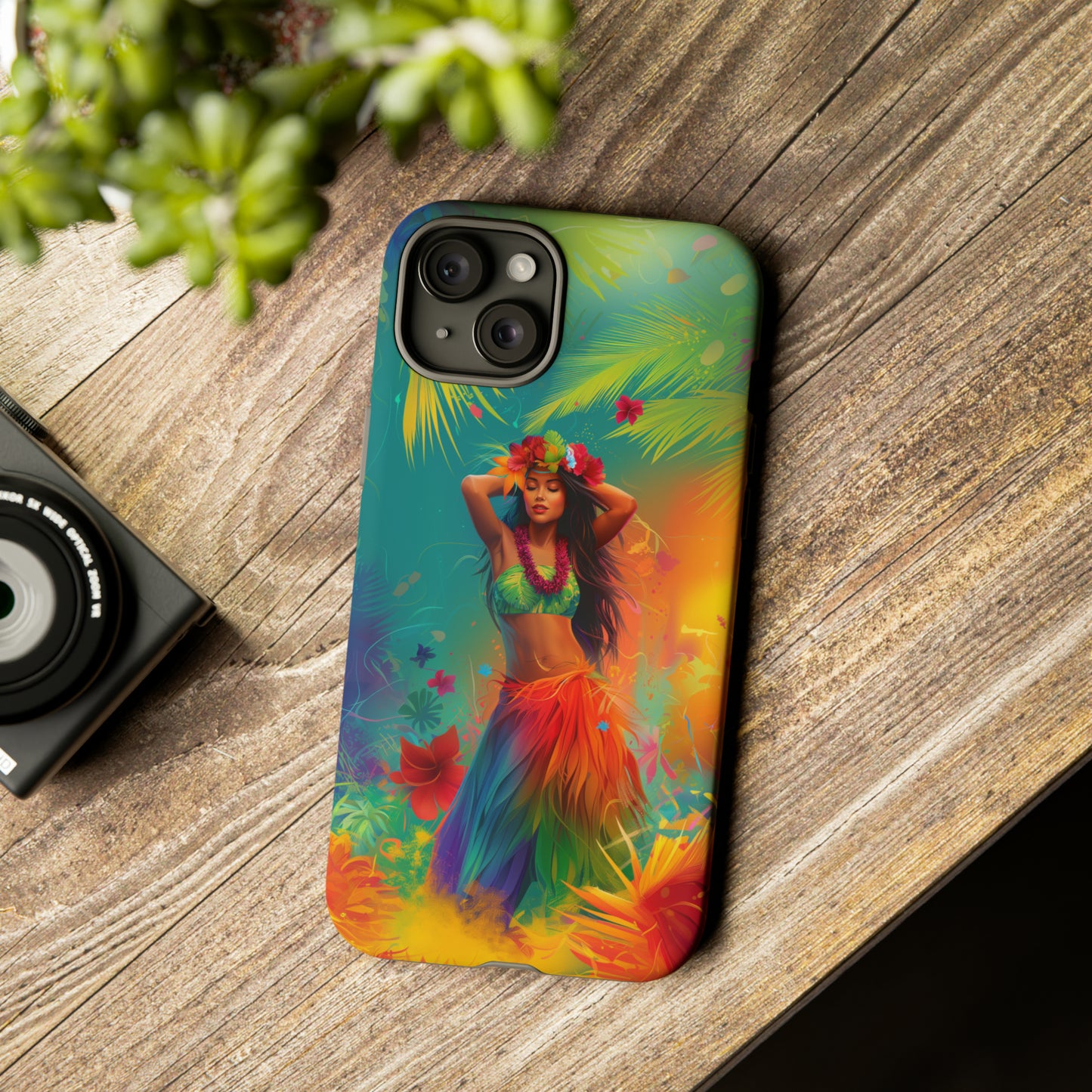 Hula Girl Hawaiian Phone Case, Tropical, Hibiscus, Wireless Compatible, Protective Cell Phone Case for iPhone, Samsung, Pixel phones
