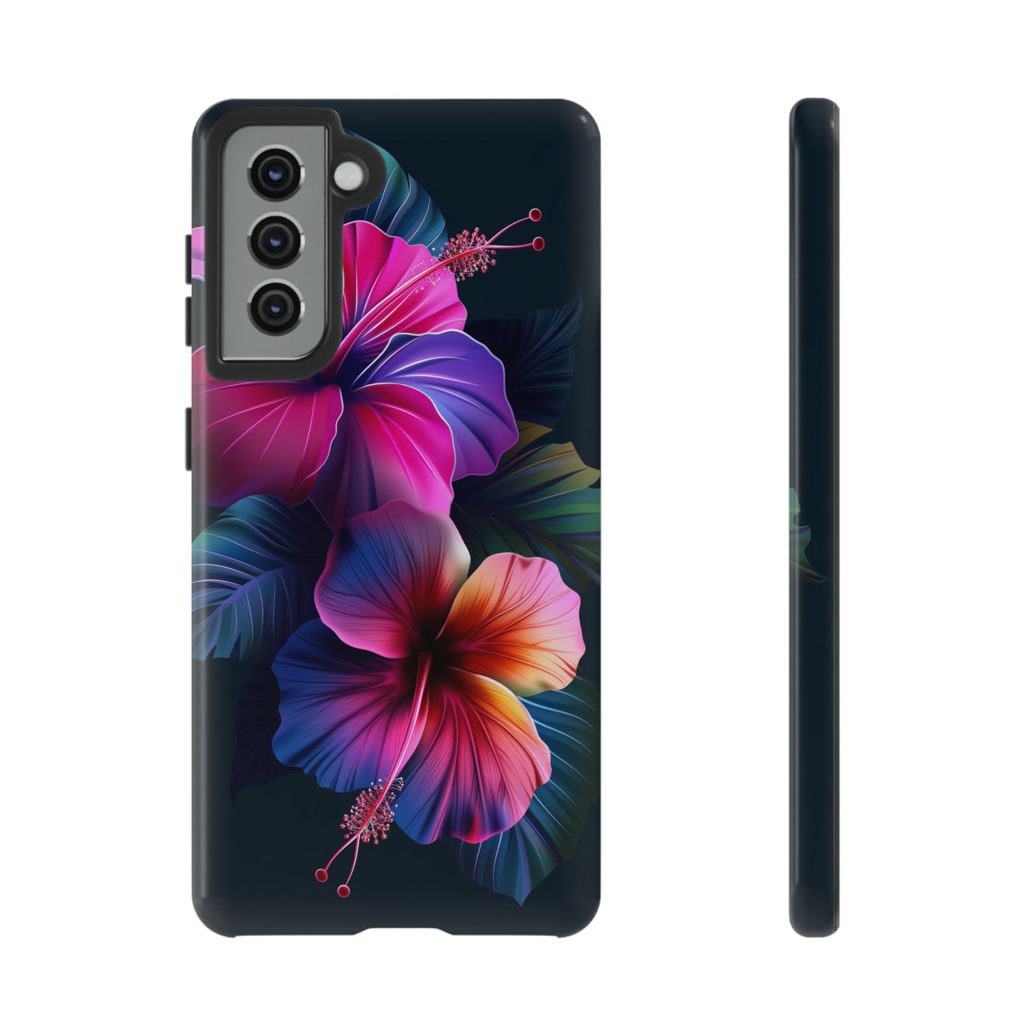 Hibiscus Neon Dark Hawaiian Tropical Phone Case, 808, Island Tropics, Wireless Compatible, Protective Cell Phone Case iPhone, Samsung, Pixel