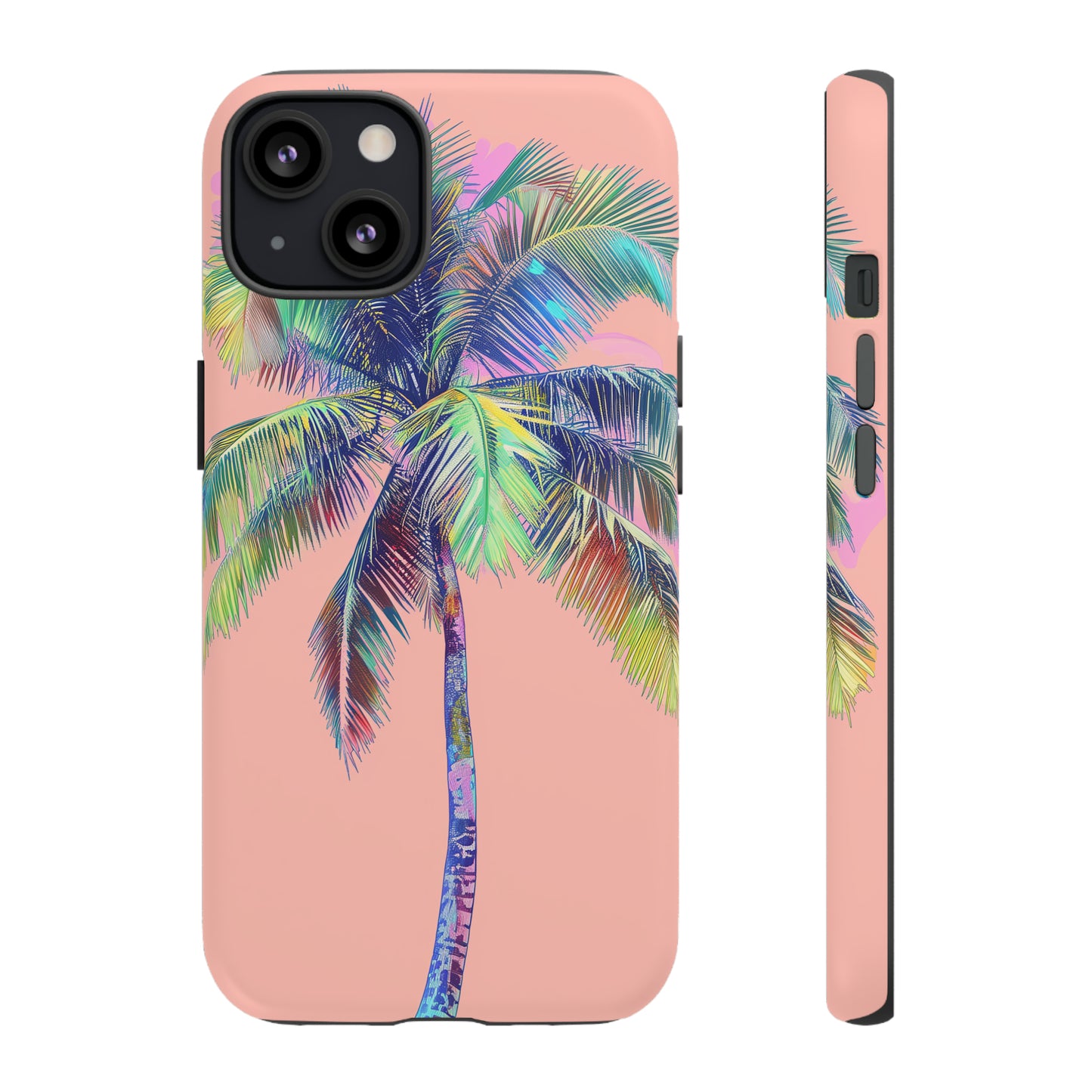 Pink Palm Tree Hawaiian Phone Case, Tropical, Hibiscus, Wireless Compatible, Protective Cell Phone Case for iPhone, Samsung, Pixel phones