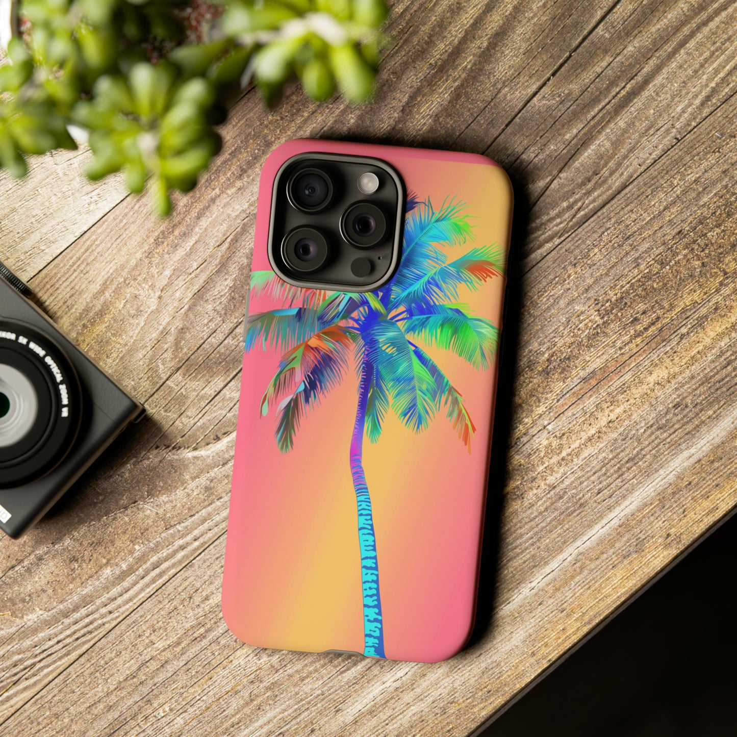Palm Tree Pink Hawaiian Tropical Phone Case, 808, Island Tropics, Wireless Compatible, Protective Cell Phone Case for iPhone, Samsung, Pixel