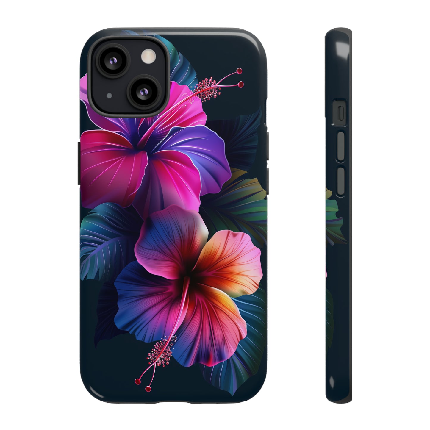 Hibiscus Neon Dark Hawaiian Tropical Phone Case, 808, Island Tropics, Wireless Compatible, Protective Cell Phone Case iPhone, Samsung, Pixel