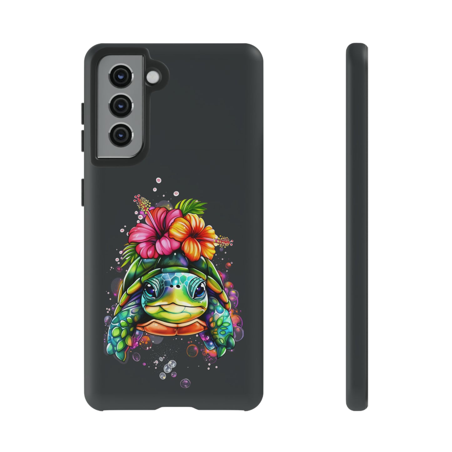 Color Splash Turtle Hawaiian Phone Case, Tropical, Hibiscus, Wireless Compatible, Protective Cell Phone Case for iPhone, Samsung, Pixel