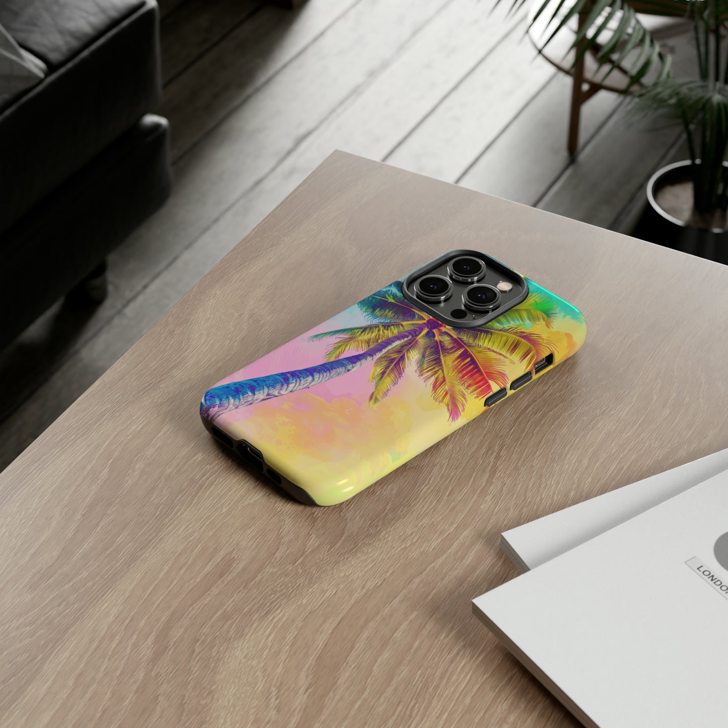 Palm Tree Colorful Hawaiian Tropical Phone Case, 808, Island Tropics, Wireless Compatible, Protective Cell Phone Case iPhone, Samsung, Pixel