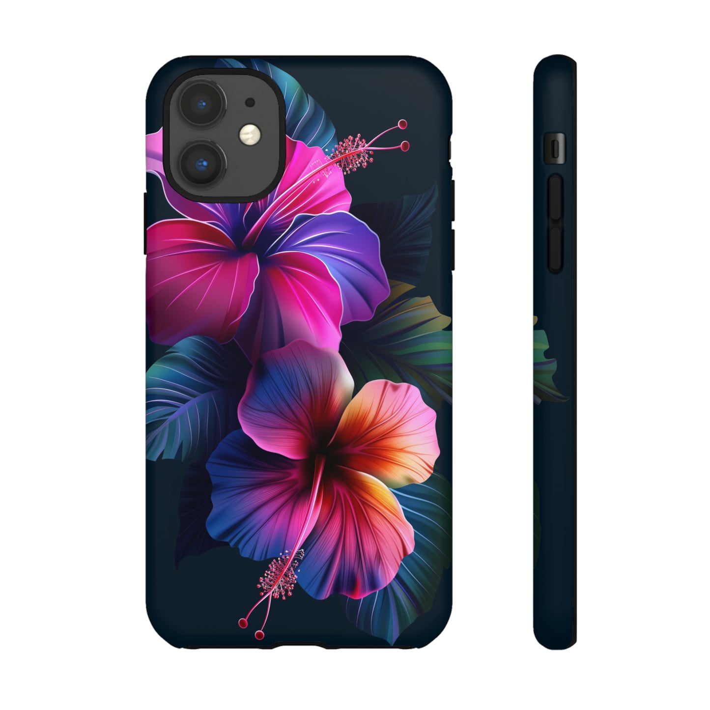 Hibiscus Neon Dark Hawaiian Tropical Phone Case, 808, Island Tropics, Wireless Compatible, Protective Cell Phone Case iPhone, Samsung, Pixel