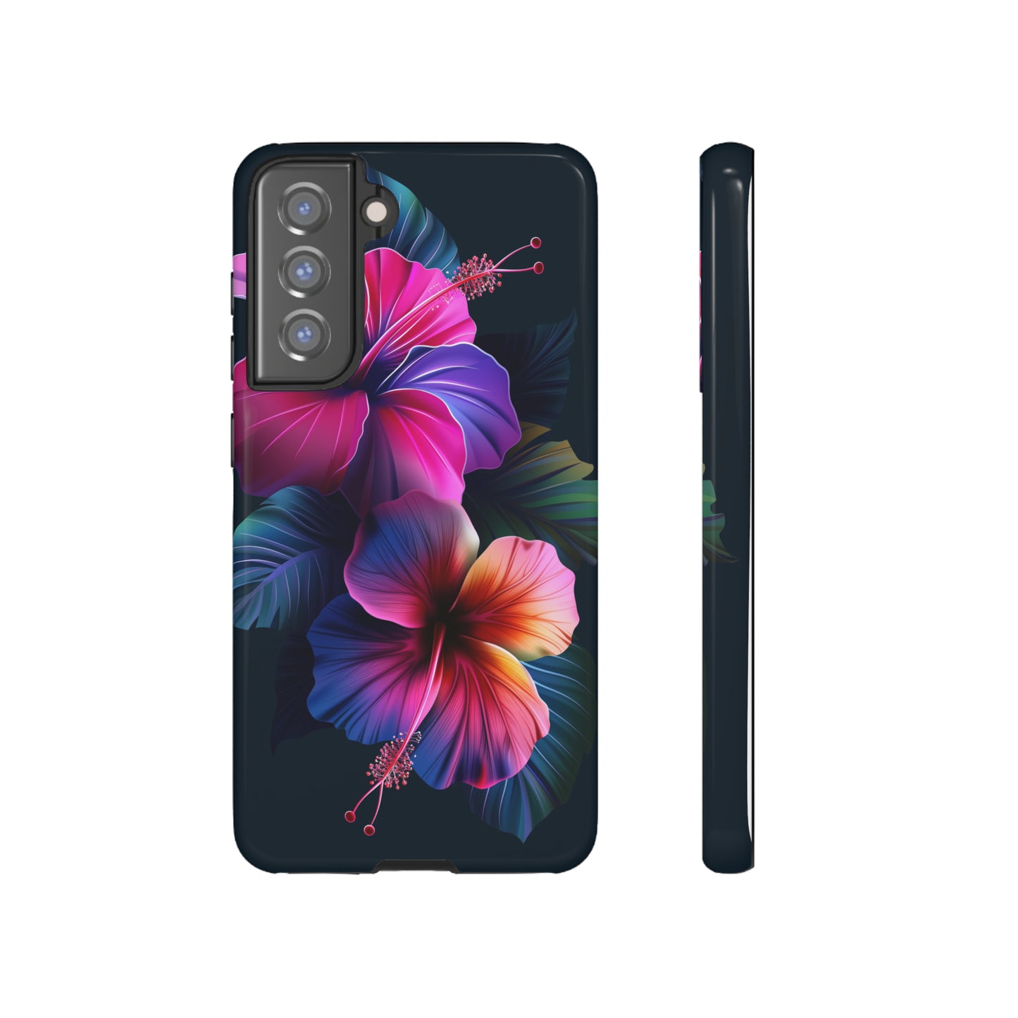 Hibiscus Neon Dark Hawaiian Tropical Phone Case, 808, Island Tropics, Wireless Compatible, Protective Cell Phone Case iPhone, Samsung, Pixel