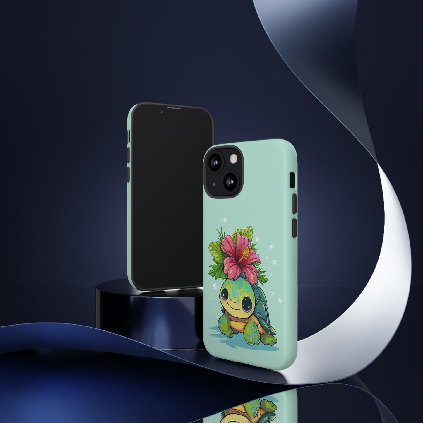 Cute Turtle Hawaiian Phone Case, Tropical, Hibiscus, Wireless Compatible, Protective Cell Phone Case for iPhone, Samsung, Pixel phones