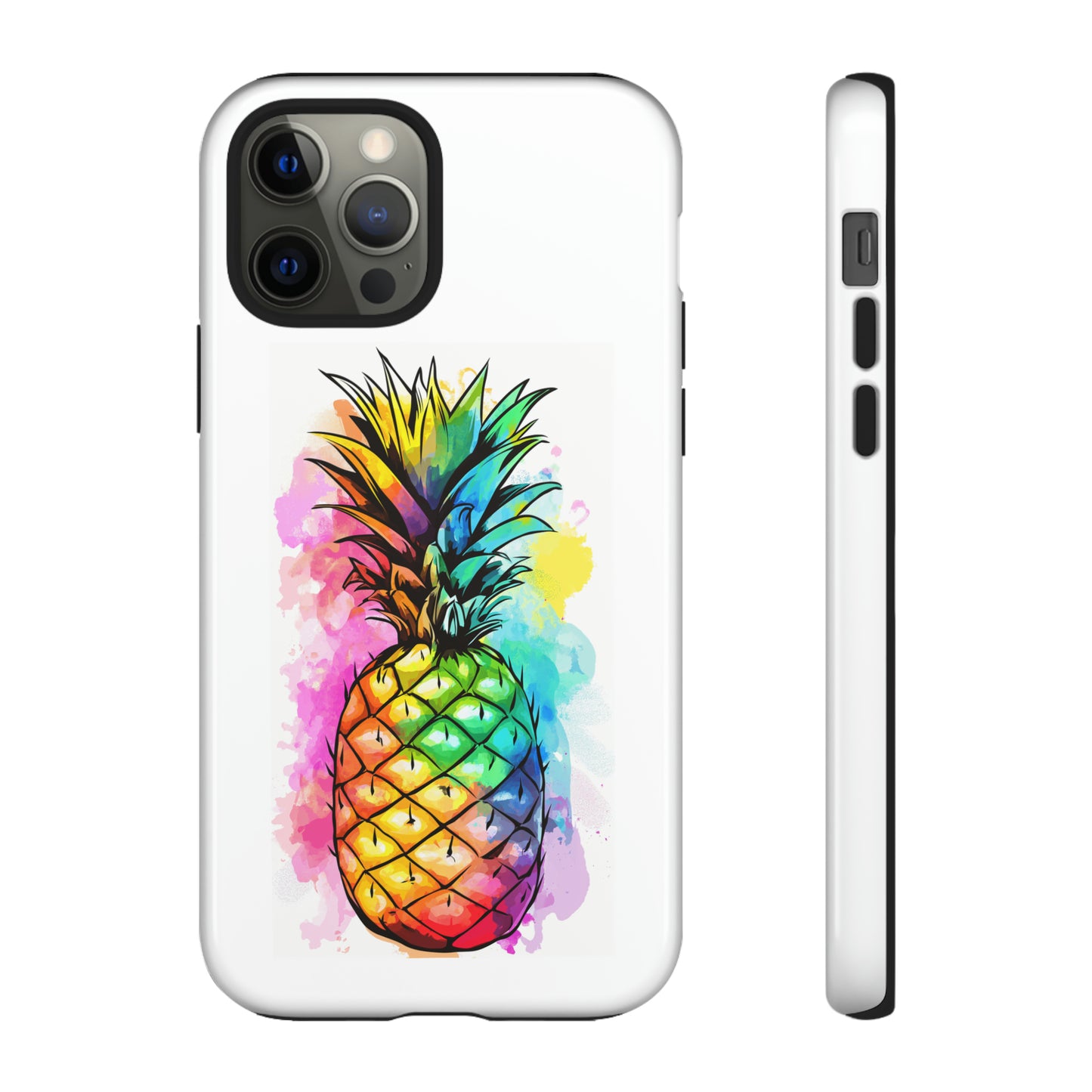 Color Splash Pineapple Hawaiian Phone Case, Tropical, Hibiscus, Wireless Compatible, Protective Cell Phone Case for iPhone, Samsung, Pixel
