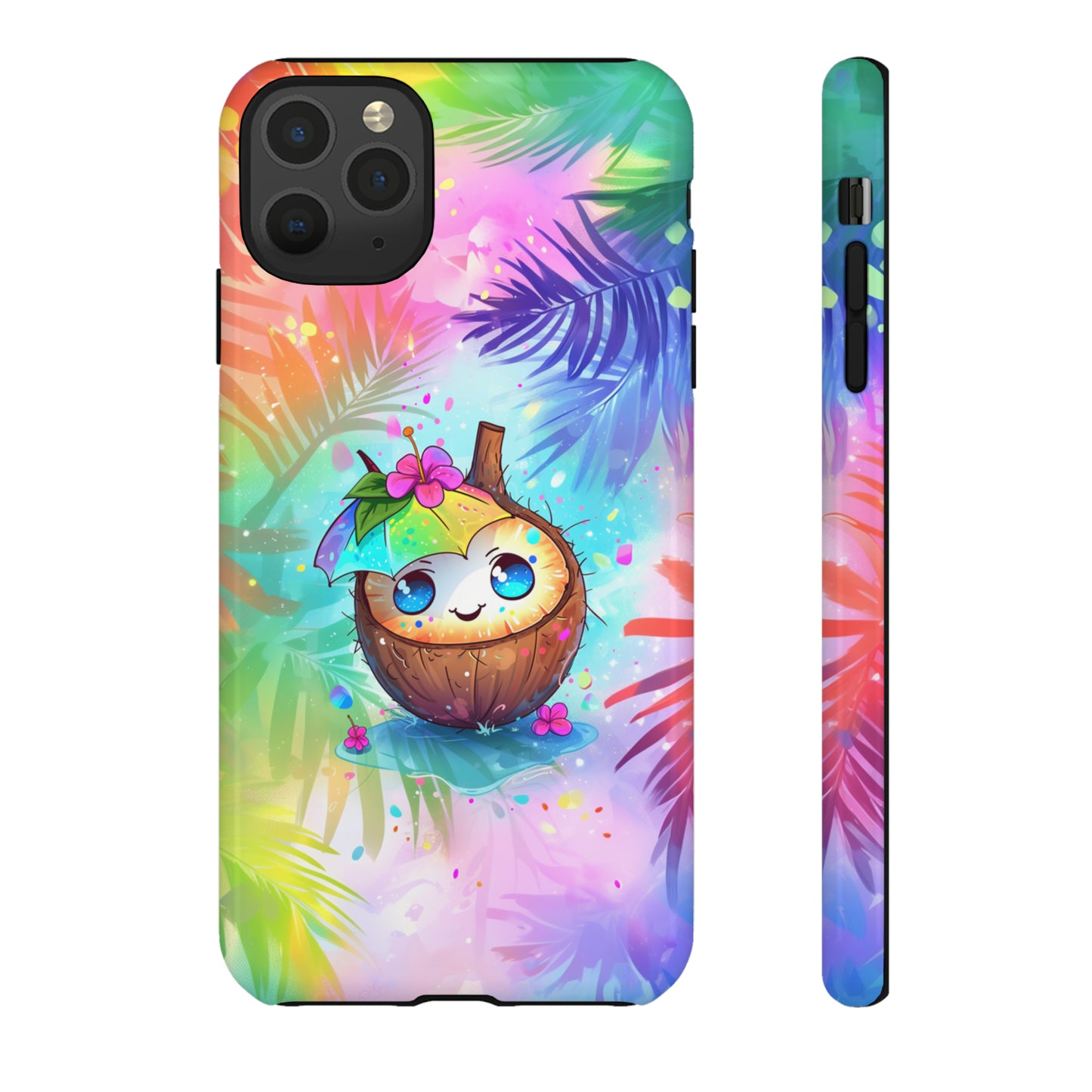 Cute Anime Coconut Hawaiian Tropical Phone Case, 808, Island Tropics, Wireless Compatible, Protective Cell Phone Case iPhone, Samsung, Pixel