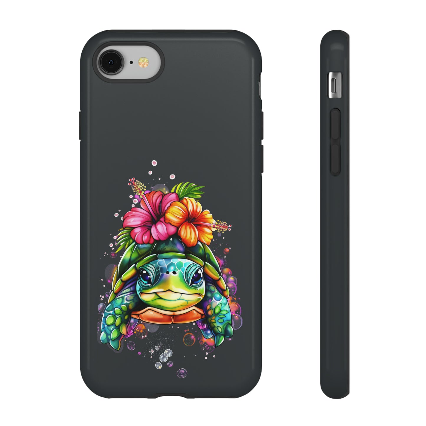 Color Splash Turtle Hawaiian Phone Case, Tropical, Hibiscus, Wireless Compatible, Protective Cell Phone Case for iPhone, Samsung, Pixel
