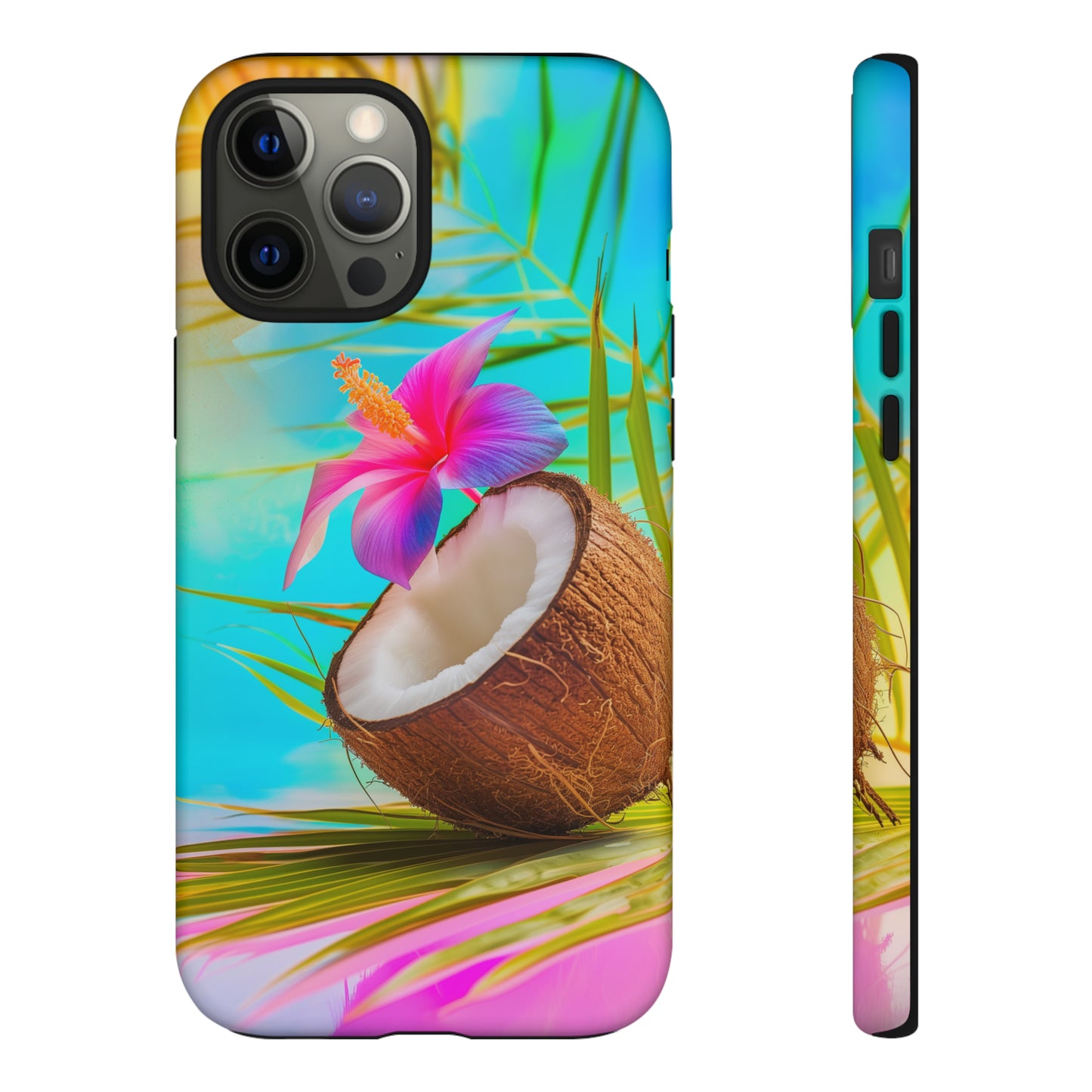 Coconut Colorful Hawaiian Tropical Phone Case, 808, Island Tropics, Wireless Compatible, Protective Cell Phone Case iPhone, Samsung, Pixel