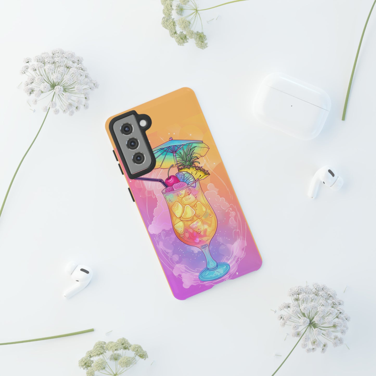 Pina Colada Cocktail Hawaiian Tropical Phone Case, Island Tropics, Wireless Compatible, Protective Cell Phone Case iPhone, Samsung, Pixel