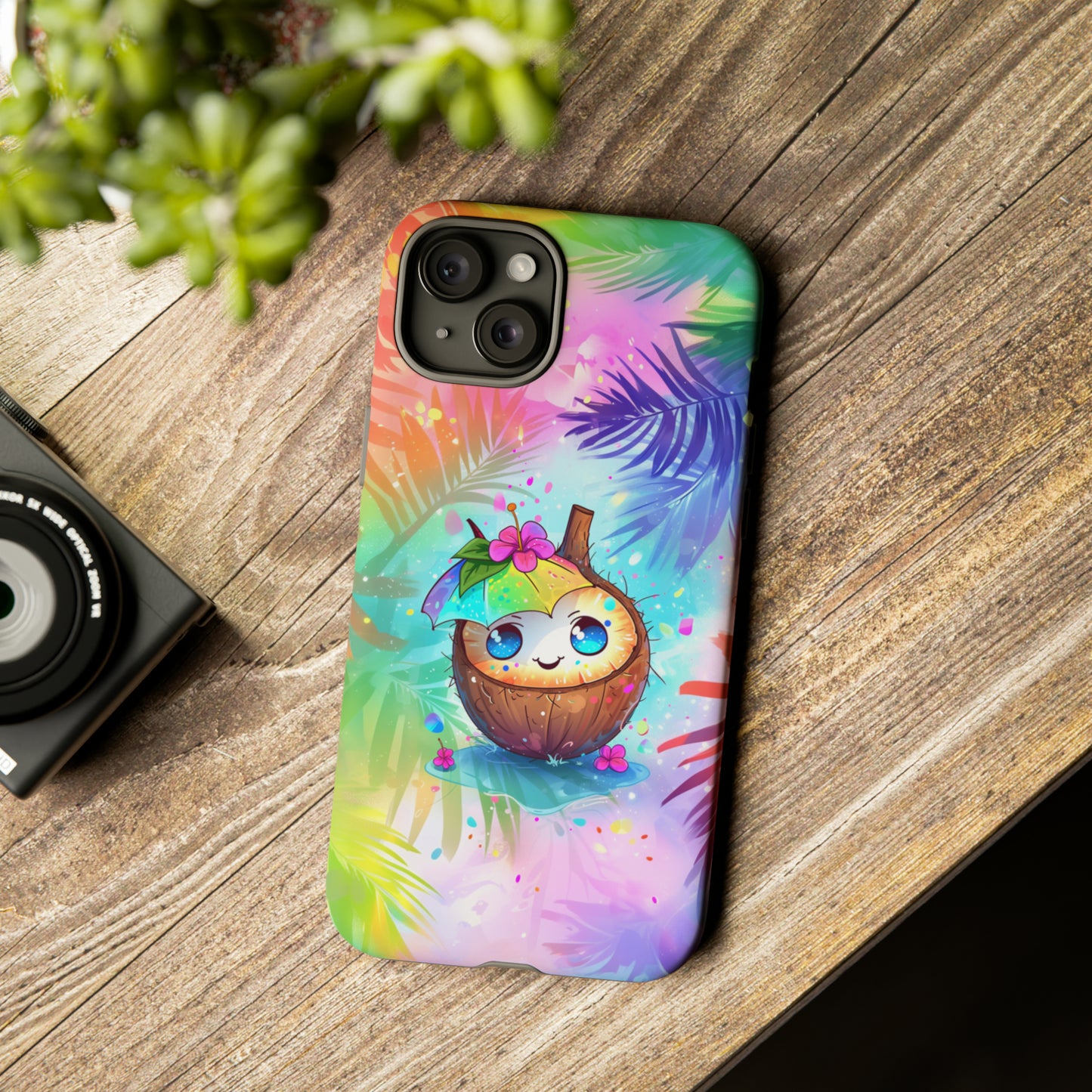 Cute Anime Coconut Hawaiian Tropical Phone Case, 808, Island Tropics, Wireless Compatible, Protective Cell Phone Case iPhone, Samsung, Pixel
