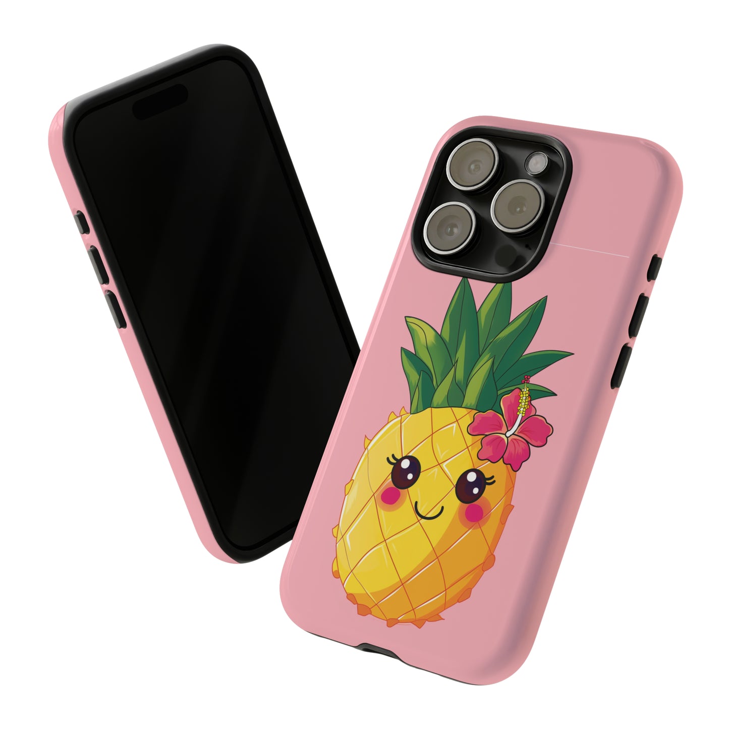 Cute Pineapple Hawaiian Phone Case, Tropical, Hibiscus, Wireless Compatible, Protective Cell Phone Case for iPhone, Samsung, Pixel phones