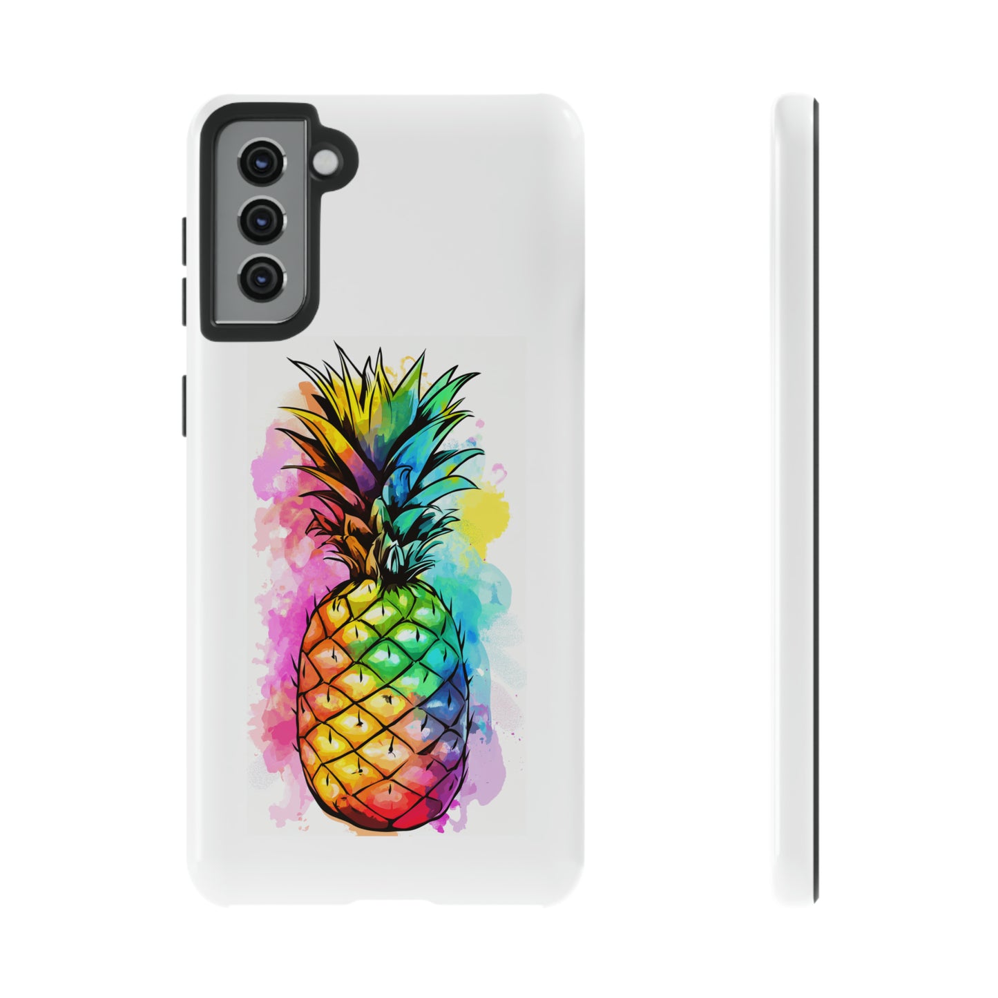 Color Splash Pineapple Hawaiian Phone Case, Tropical, Hibiscus, Wireless Compatible, Protective Cell Phone Case for iPhone, Samsung, Pixel