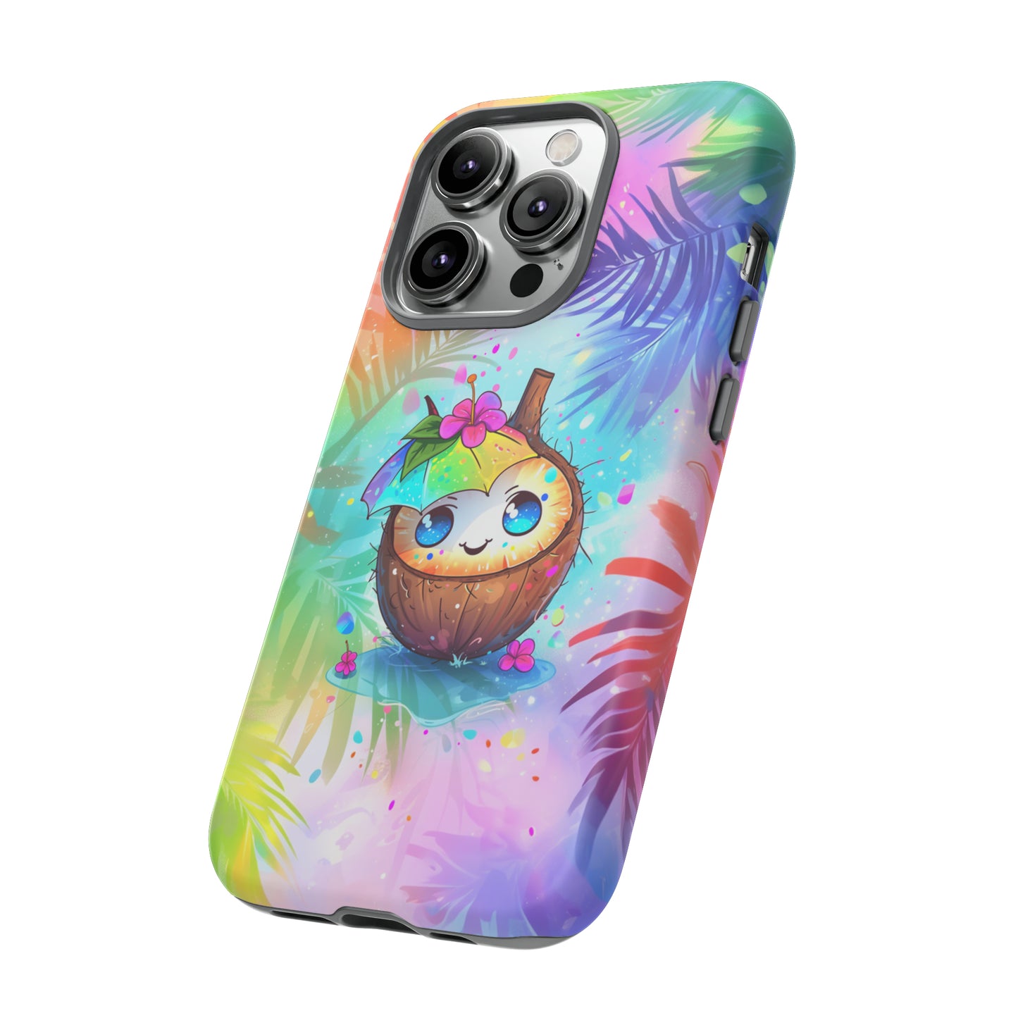 Cute Anime Coconut Hawaiian Tropical Phone Case, 808, Island Tropics, Wireless Compatible, Protective Cell Phone Case iPhone, Samsung, Pixel