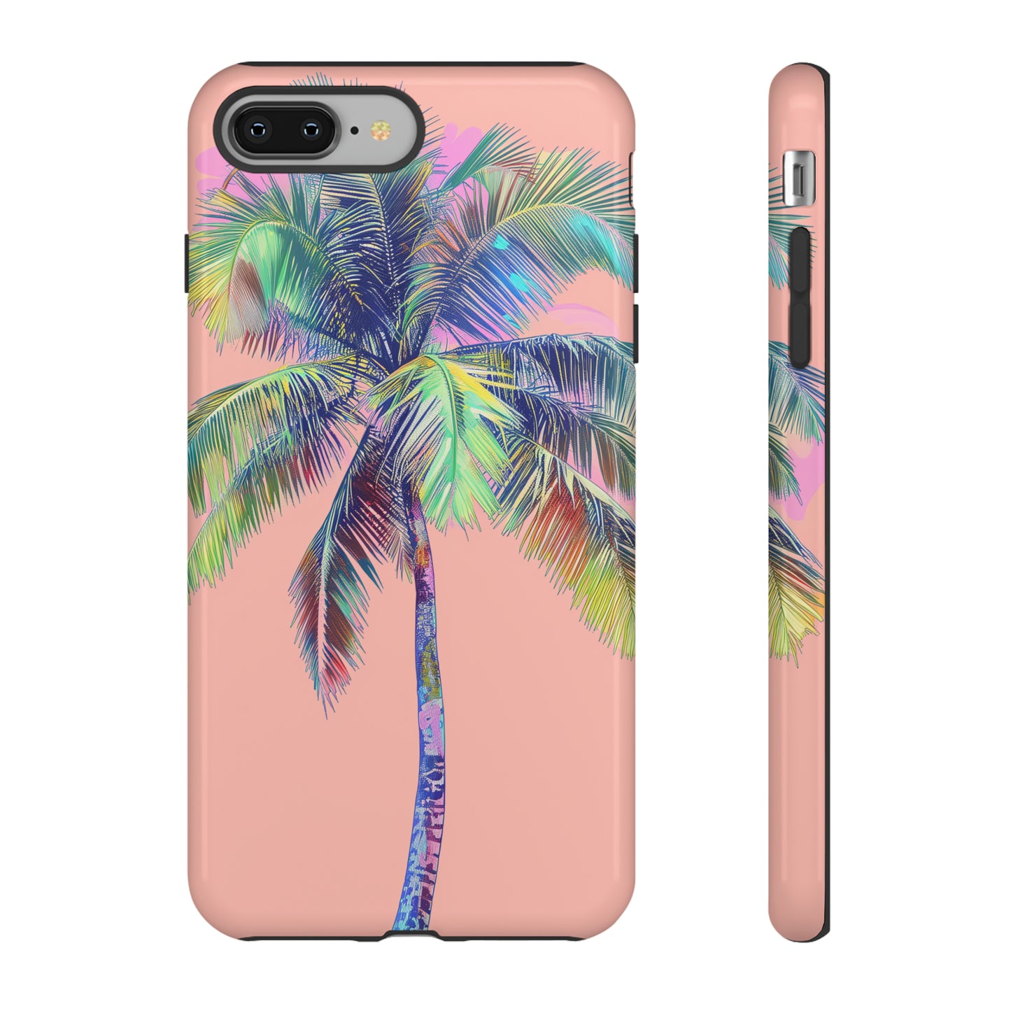 Pink Palm Tree Hawaiian Phone Case, Tropical, Hibiscus, Wireless Compatible, Protective Cell Phone Case for iPhone, Samsung, Pixel phones